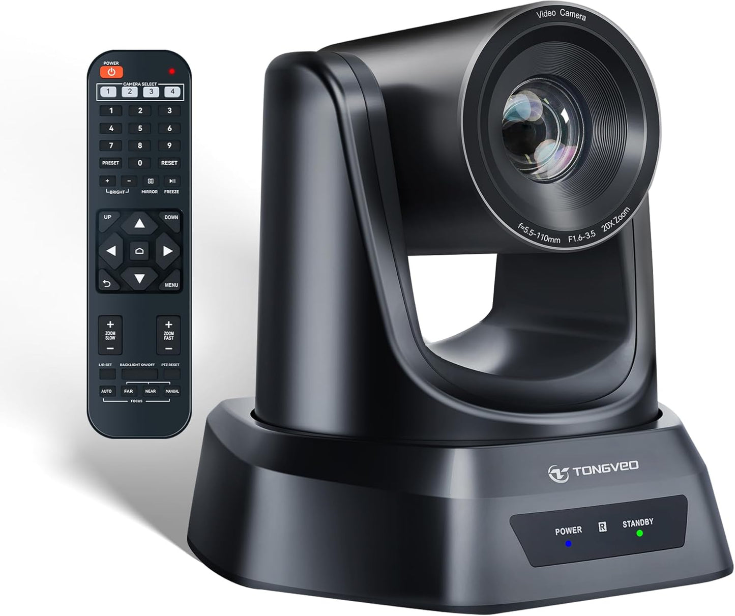 TONGVEO PTZ Camera 20X Optical Zoom HDMI IP Live Streaming SDI USB3.0 1080P 60fps PoE Supports for Church Services Worship Education Video Conference with OBS vMix Wirecast Zoom YouTube and More