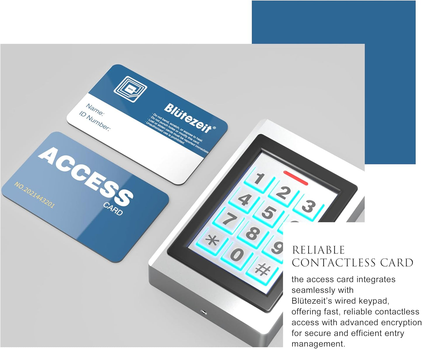 Blütezeit RFID Access Card for Sliding & Swing Gate Openers – Compatible with MWK-20 Wired Keypad, Touch-to-Open Gate Entry Card (125kHz)