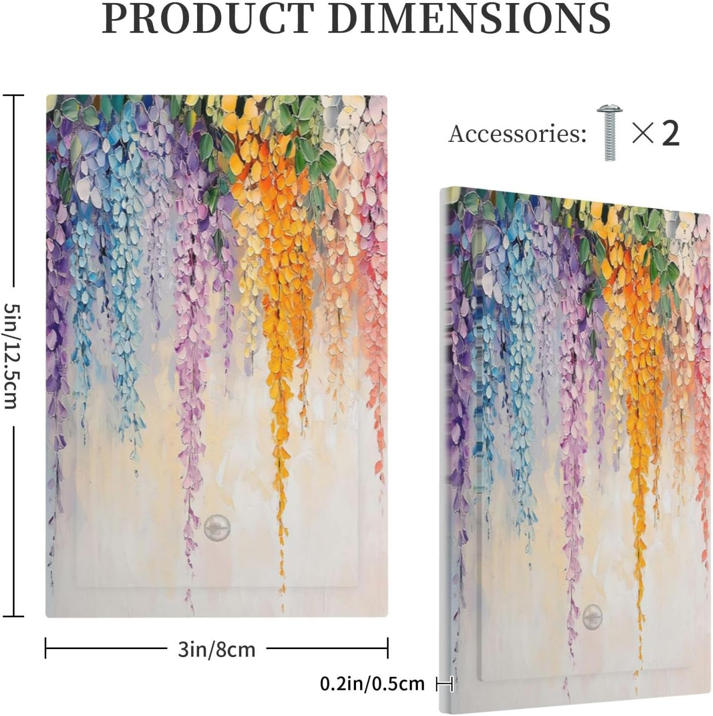 Colorful Wildflower Wisteria Cascade Floral Flower Light Switch Cover Plate 1 Gang No Device Blank Electrical Wall Plates Faceplate Decorative Switch Plate Covers for Bedroom Living Room Decor