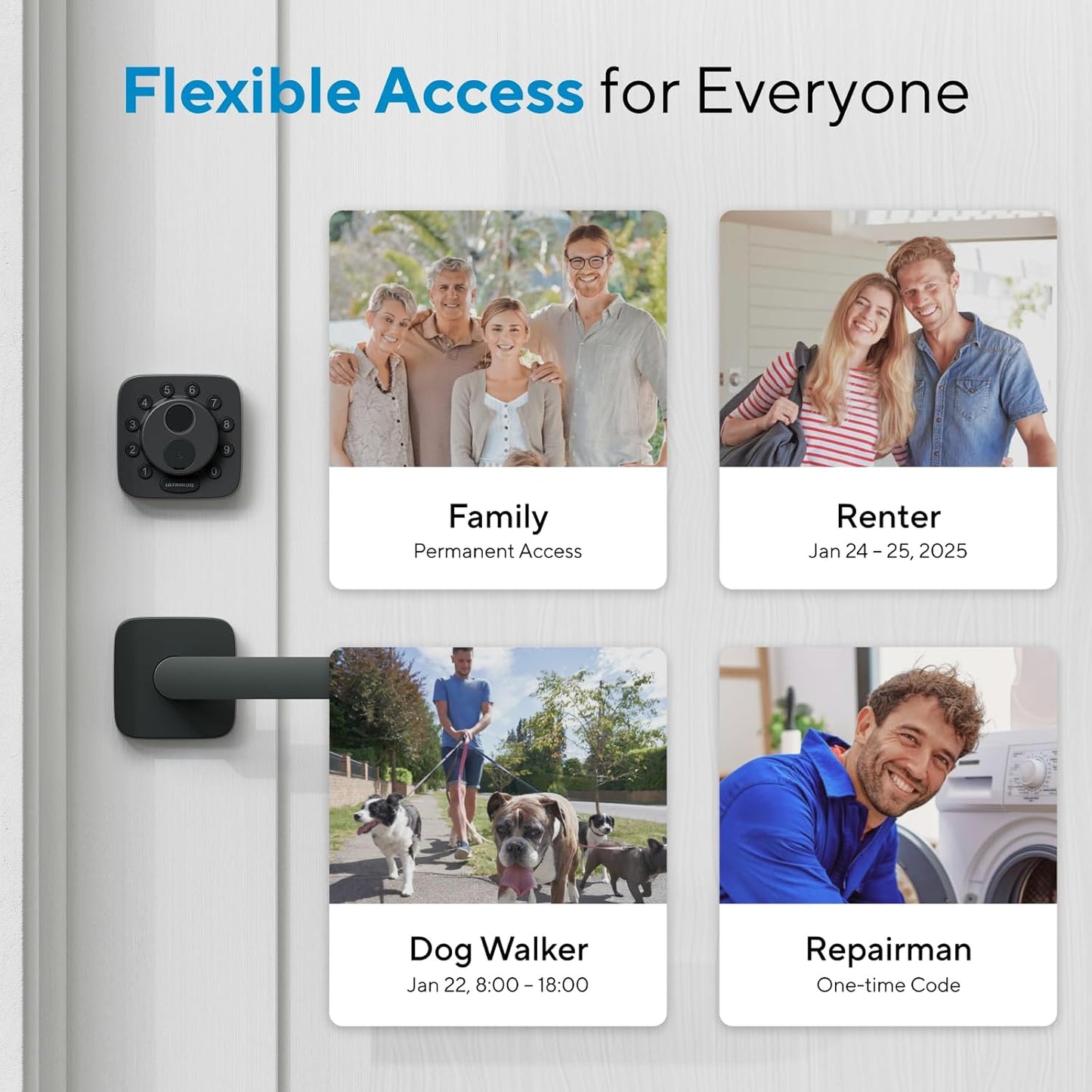 ULTRALOQ Bolt Smart Lock, Built-in Wi-Fi, Matter Over Thread, Works with Apple Home, Alexa, Google, 7-in-1 Keyless Entry Deadbolt with Fingerprint ID, App, Keypad, Remote Control, 18 Months Battery