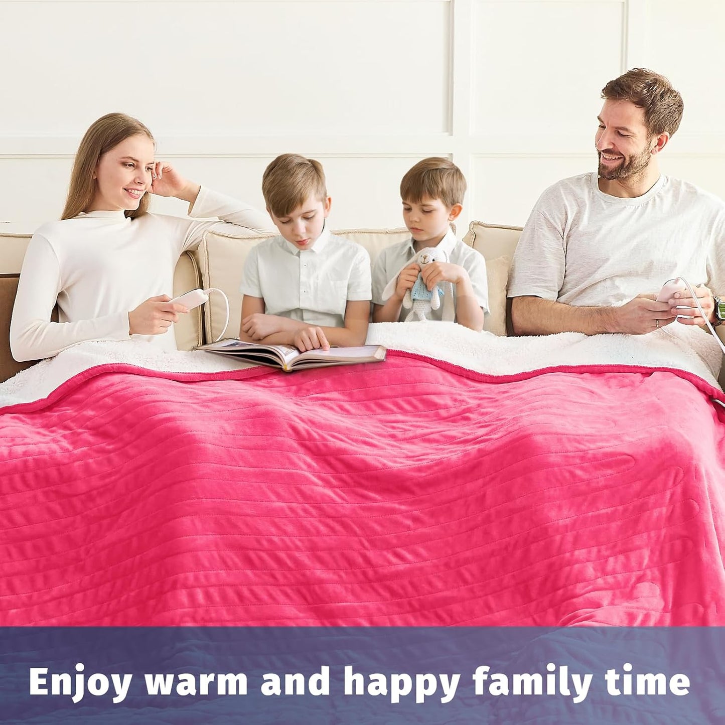 Heated Electric Blanket Queen Size - 84" x 90" Heating Blanket with Dual Control, 10 Heating Levels & 8 Hours Auto Off, Soft Warm Flannel Blanket, Christmas Birthday Gifts for Senior Grandma