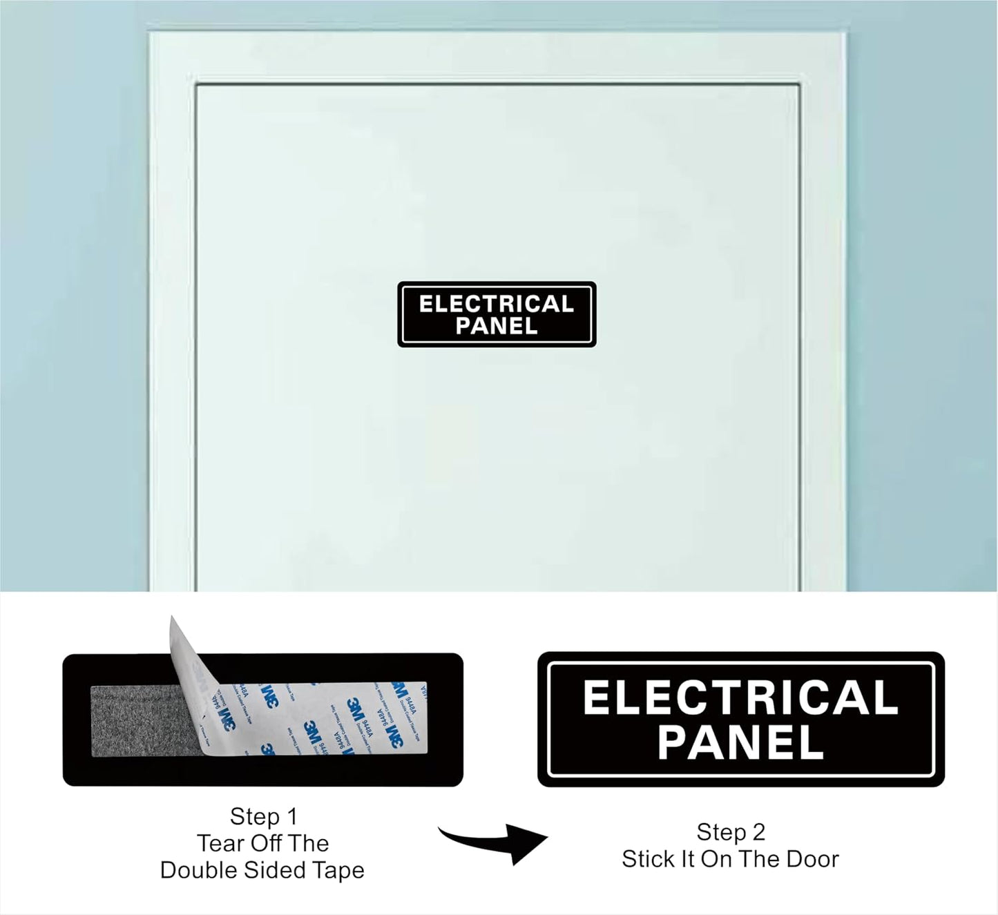 Electrical Panel Sign – Standard Electrical Cabinet Sign, Premium Durable Acrylic Material, Super Strong Self-Adhesive, Quick Installation, Suitable For Your Home And Business (9×3 Inches, Black)