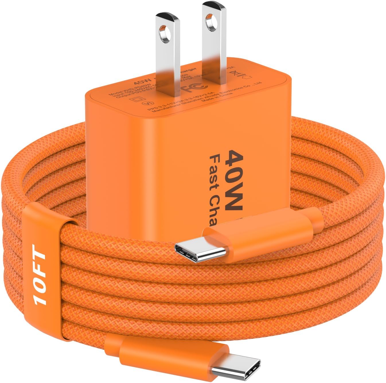 iPhone 17 Pro Max Charger Fast Charging, 40W USB C iPhone 17 Fast Charger Block with 10 FT Long Type C to C Charging Cable Cord for iPhone 17/17 Pro Max/17 Pro/Air/16/16 Pro Max/15/15 Pro Max, Orange