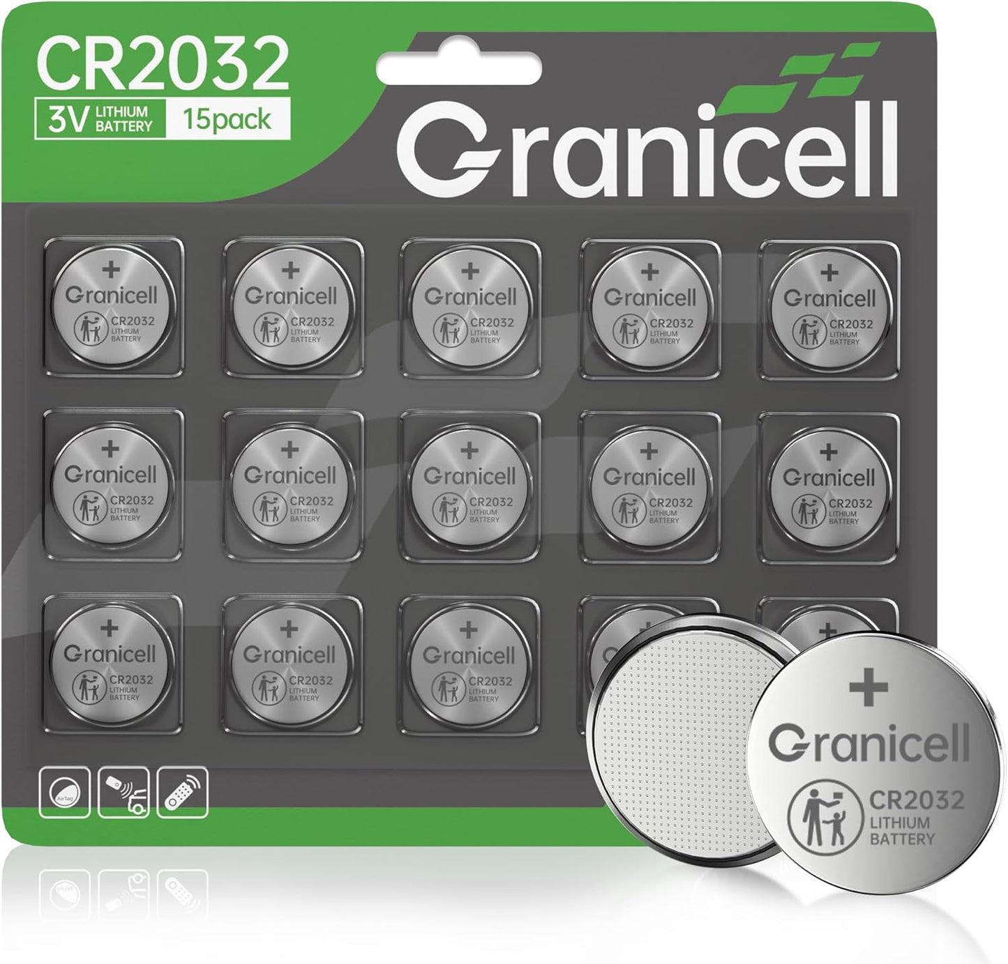 2032 Battery Compatible with Apple AirTag CR2032 Lithium 3V Coin Battery for Child Safety, Suitable for Key Fobs, Smart Sensors, Scales, Candles and More (CR2032-15)