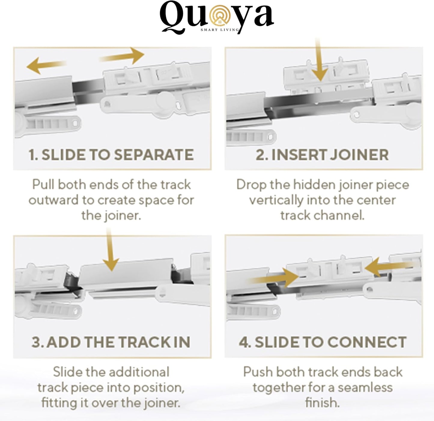 Quoya BL01 Smart Electric Curtain Track 【Beltless, Adjustable, No Cutting, Adjustable Speed, Quiet, Compatible with Alexa, Google, Siri, Apple Watch, Remote Included】 (up to 118 inches (3m))