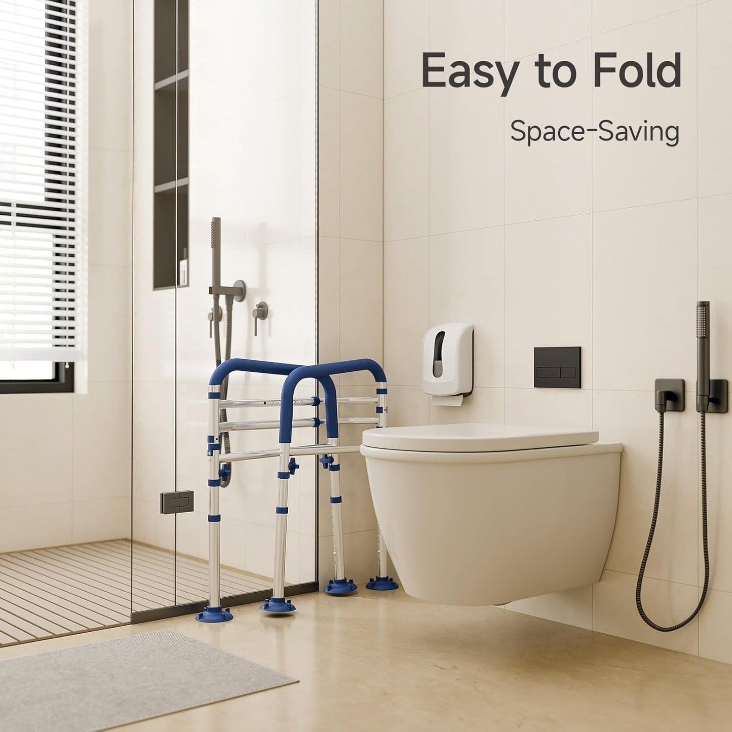 Toilet Safety Rails for Seniors,Height-Adjustable Toilet Frame Width-Adjustable Toilet Handles Toilet Rail Provides Support for Seniors ， Pregnant ，Disabled