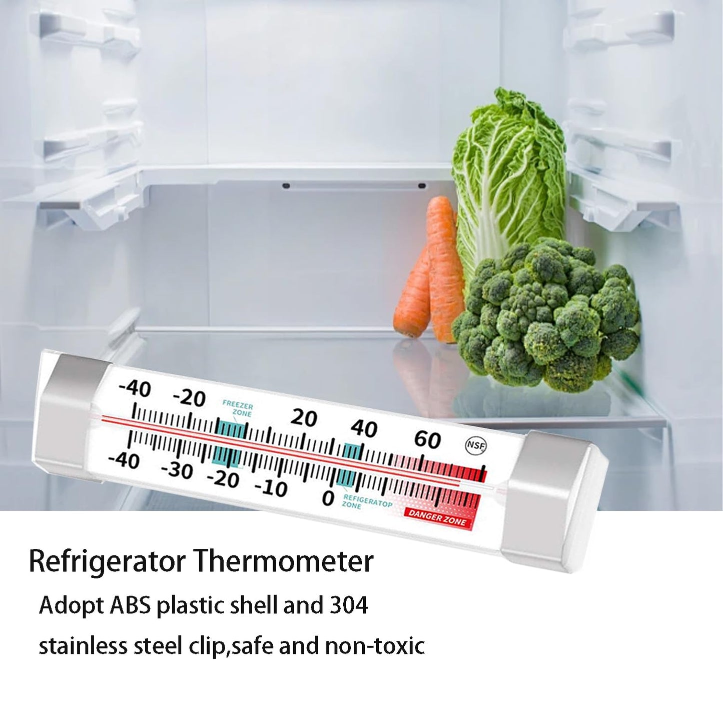 Refrigerator and Freezer Thermometer - NeilBee 3 Pack Fridge Thermometer with Stainless Steel Clip, Waterproof Analog, Large Dial, Accurate, Easy to Read for Kitchen, Restaurant, Cooler, Lab