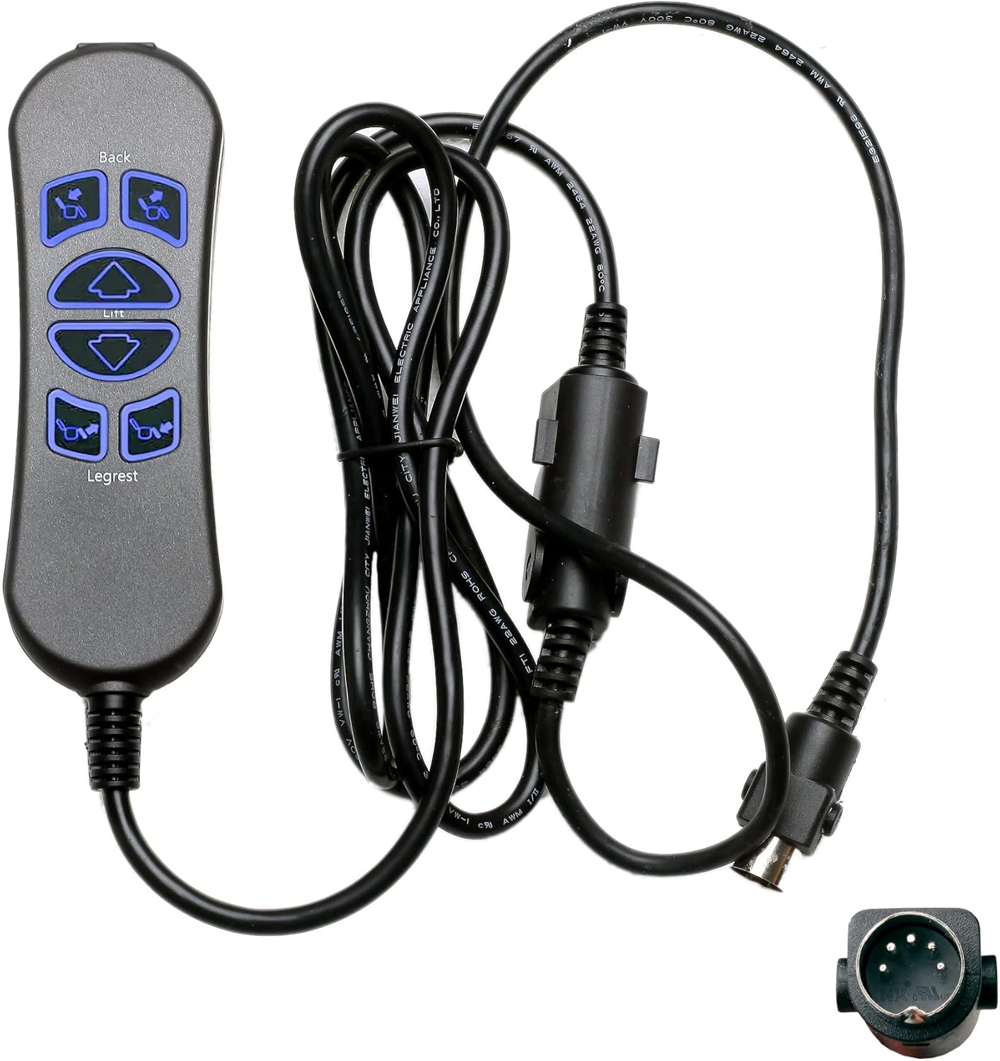 Fruhdi 6 Button 5 Pin Prong MLSK89-A2 Hand Control Handset Remote with USB and Backlight for Lift Chairs Power Recliners