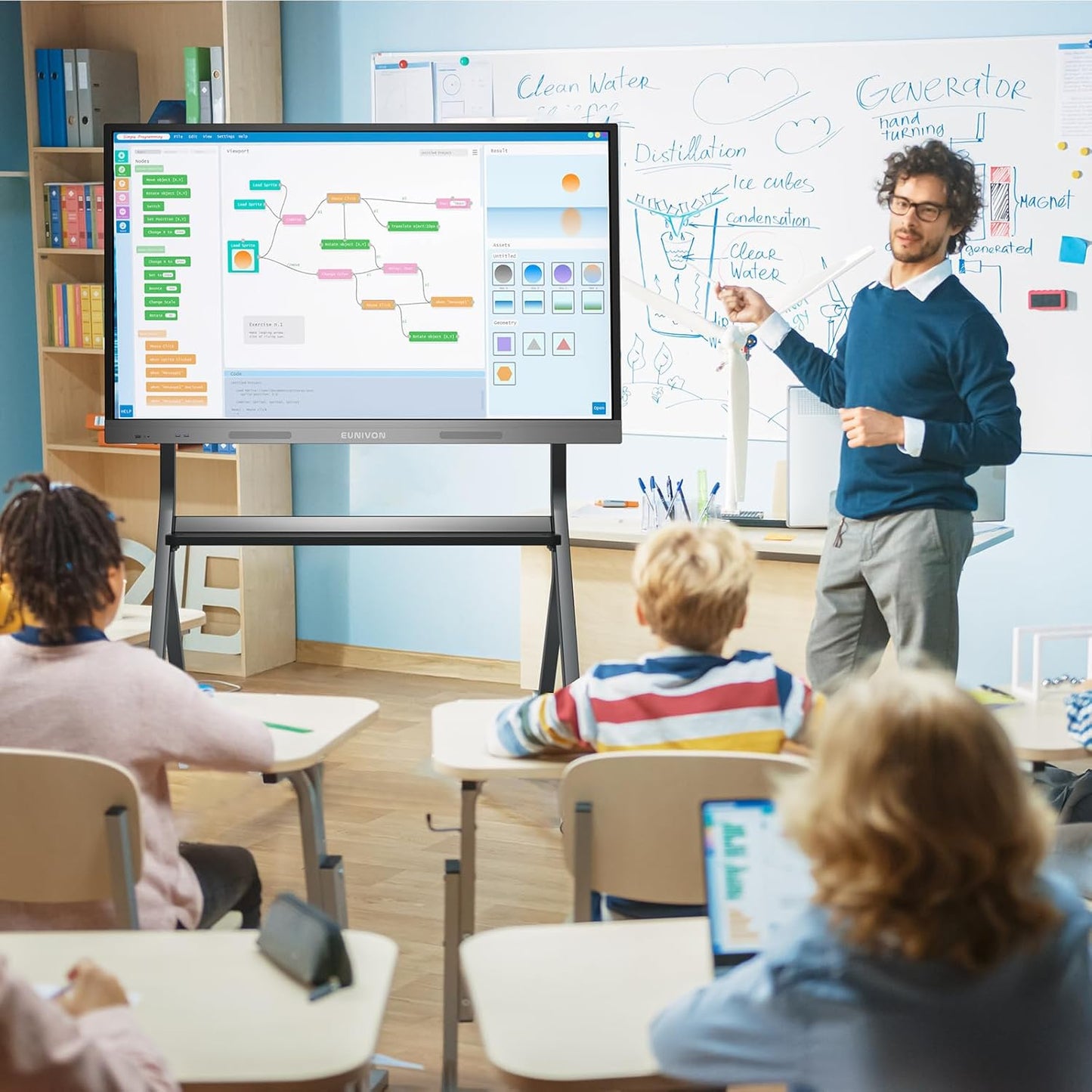 Interactive Whiteboard, 55'' 4K UHD Smart Whiteboard, Interactive Touch Screen Smartboard, Smart Board for Classroom and Business (Wall Mount Included)