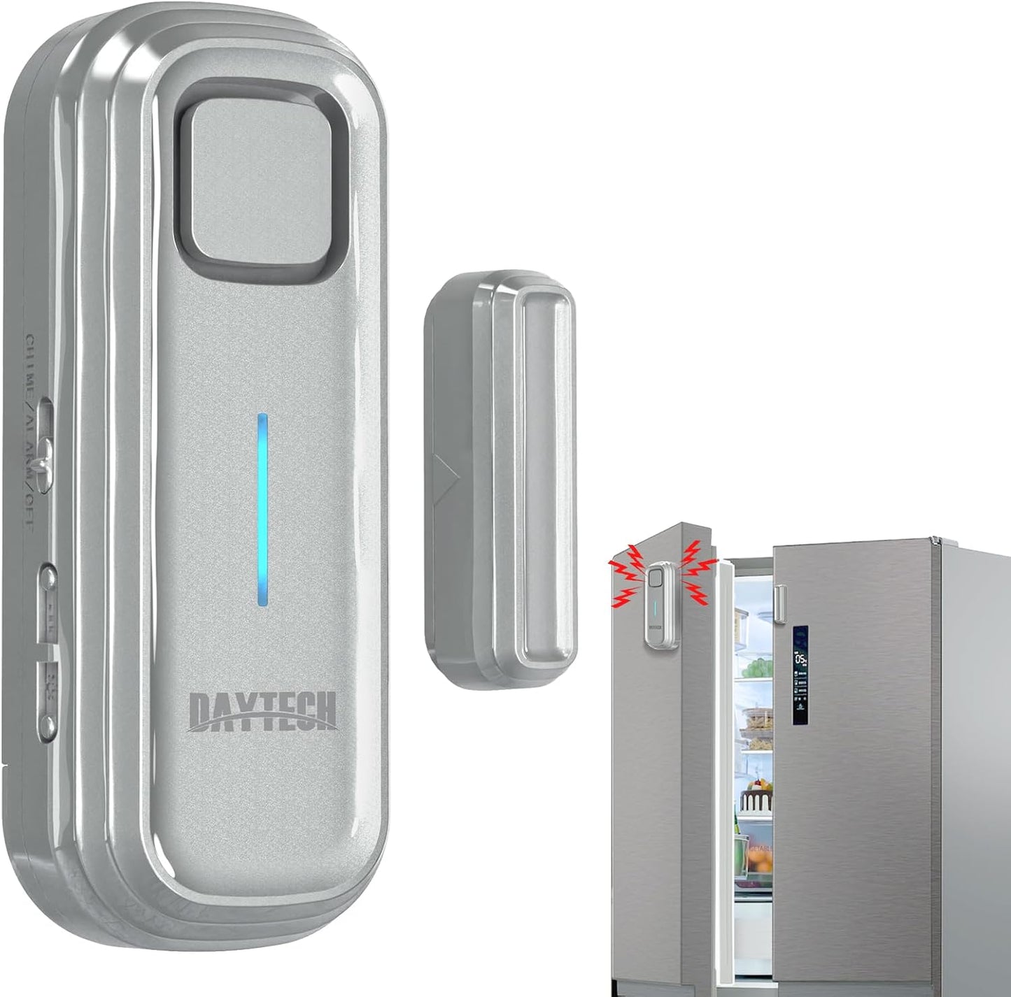Daytech Freezer Door Alarm with Delay 1/2/3/4 mins Reminder When Left Open Fridge Alarm 0 to 120 dB Refrigerator Door ajar Alert for Home Garage Basement(1 Pack Gray)