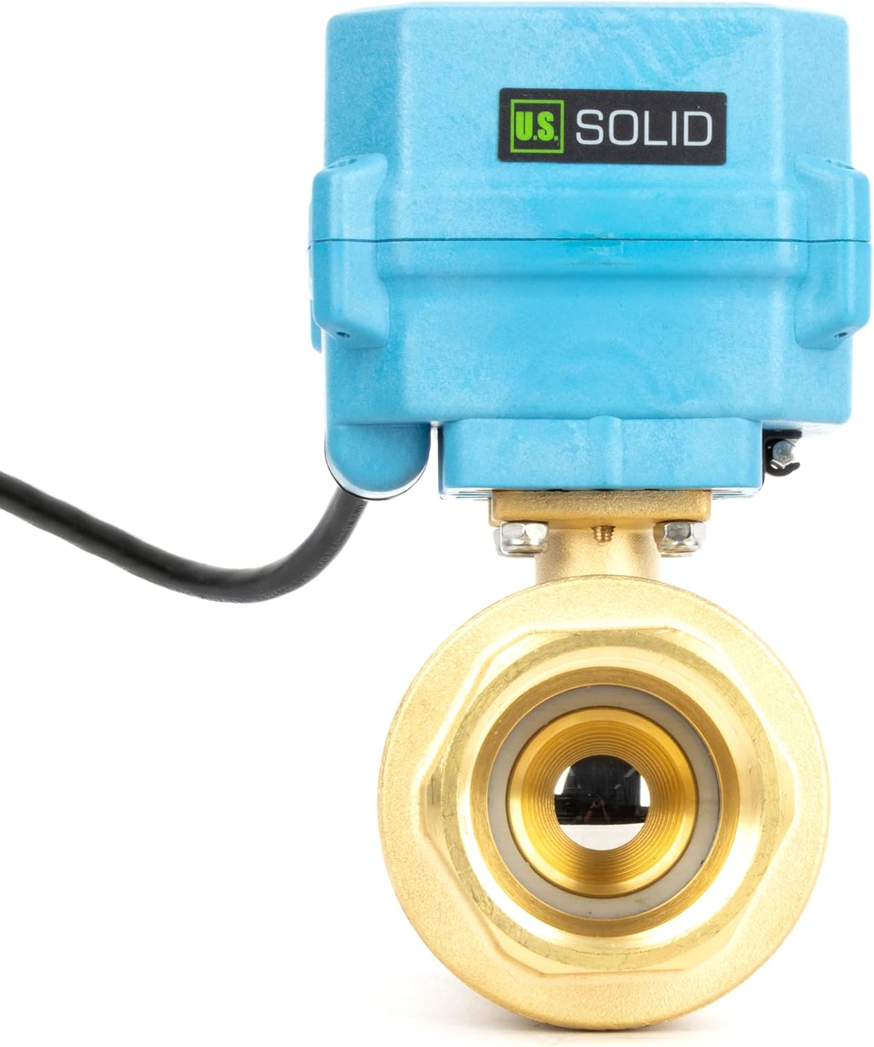 U.S. Solid 1-1/2" Motorized Ball Valve with US Plug 110VAC Brass Electrical Ball Valve, IP67, Manual Override, Direction Display Auto Return, Normally Closed, IP67