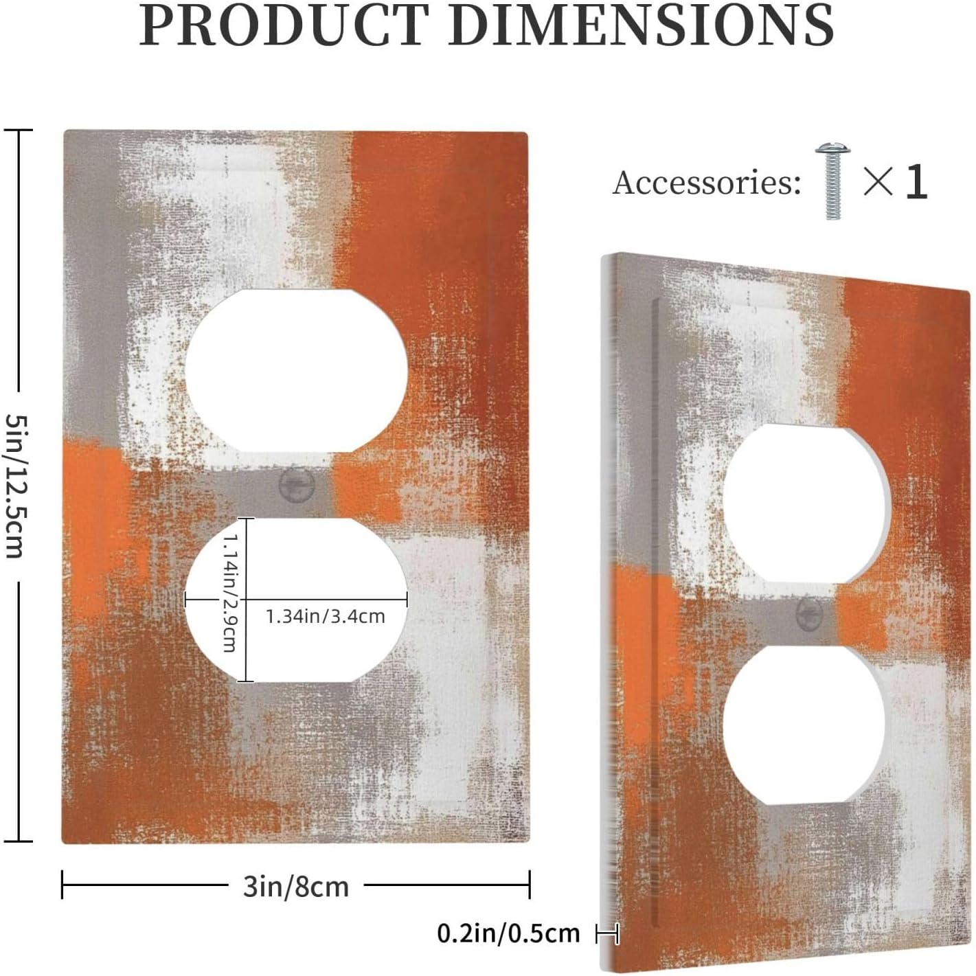 Orange Grey Abstract Art Oil Painting Outlet Covers 1 Gang Duplex Light Switch Cover Decorative Switch Plates Electrical Receptacle Faceplate Wall Plate For Home Farmhouse Decor