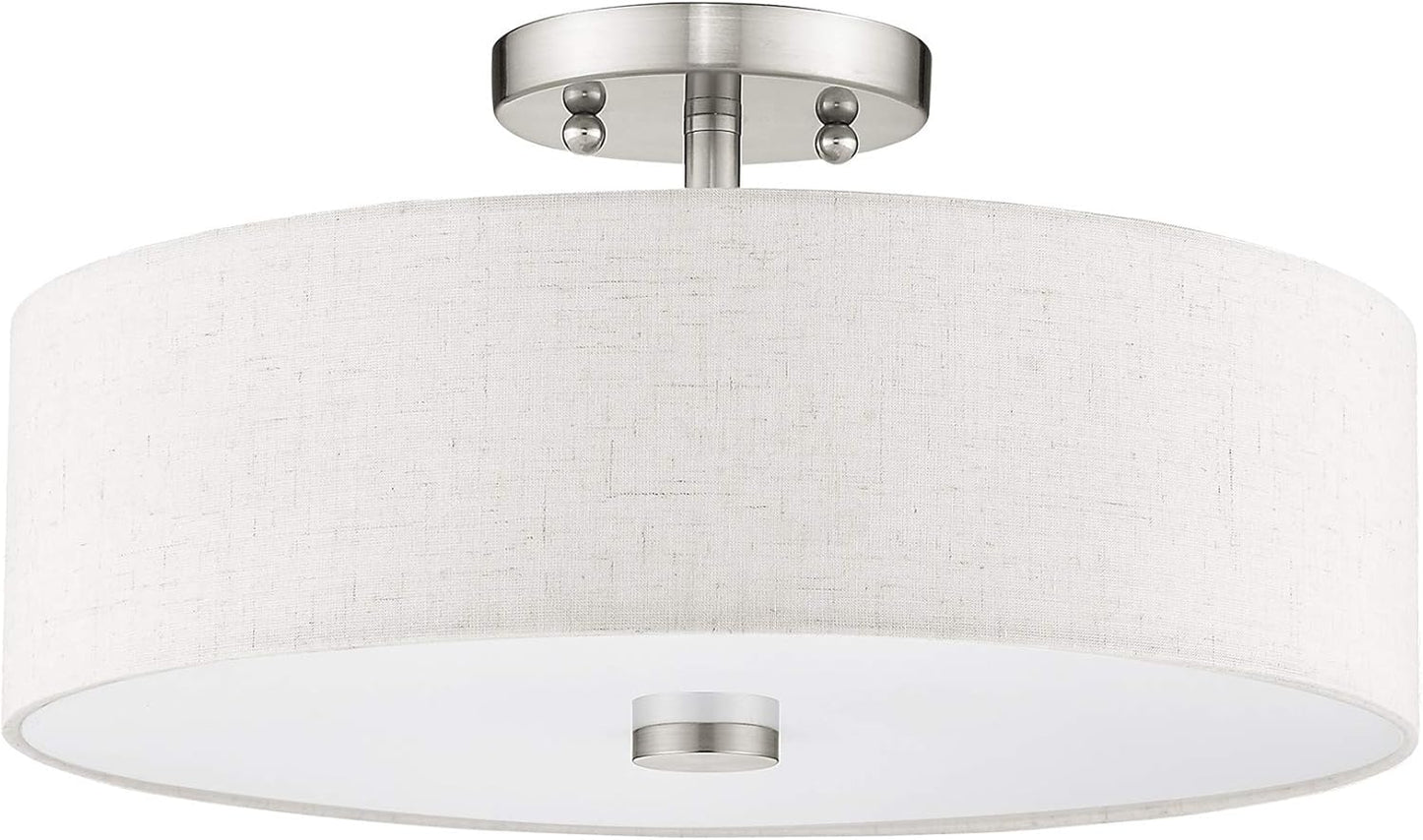 Livex Lighting 52135-91 Meridian 3 Light Brushed Nickel Ceiling Mount