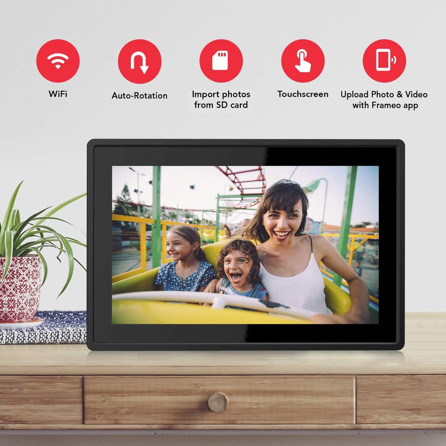 10.1 Inch 16GB Smart WiFi Digital Picture Frame, Send Photos or Small Videos from Anywhere, Touch Screen, 800x1280 IPS LCD Panel, Portrait and Landscape(Black)
