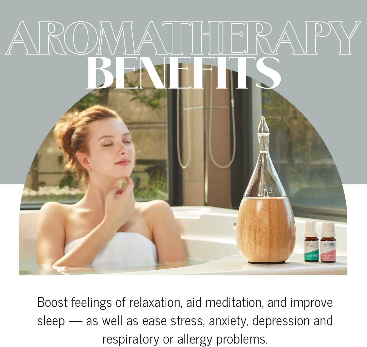 Raindrop 2.0 Aromatherapy Diffuser for Essential Oil, Waterless Glass Nebulizer w/Auto-Off Switch, BPA Free - Black
