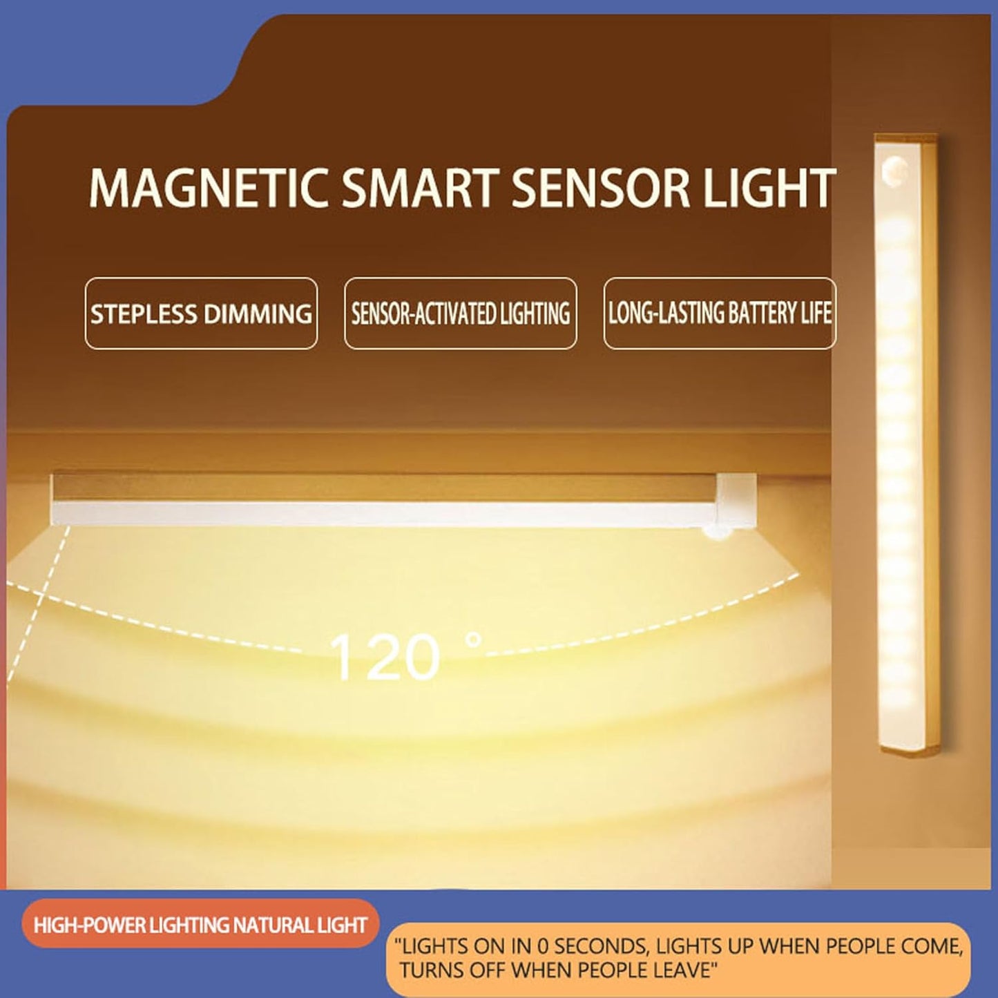 4 PCS Punch-Free Smart Sensor Magnetic Rechargeable Led Lights, Motion Sensor Light Indoor, USB C Rechargeable Closet Under Counter Lighting for Kitchen,Cupboard,Wardrobe (7.8in Warm Light)