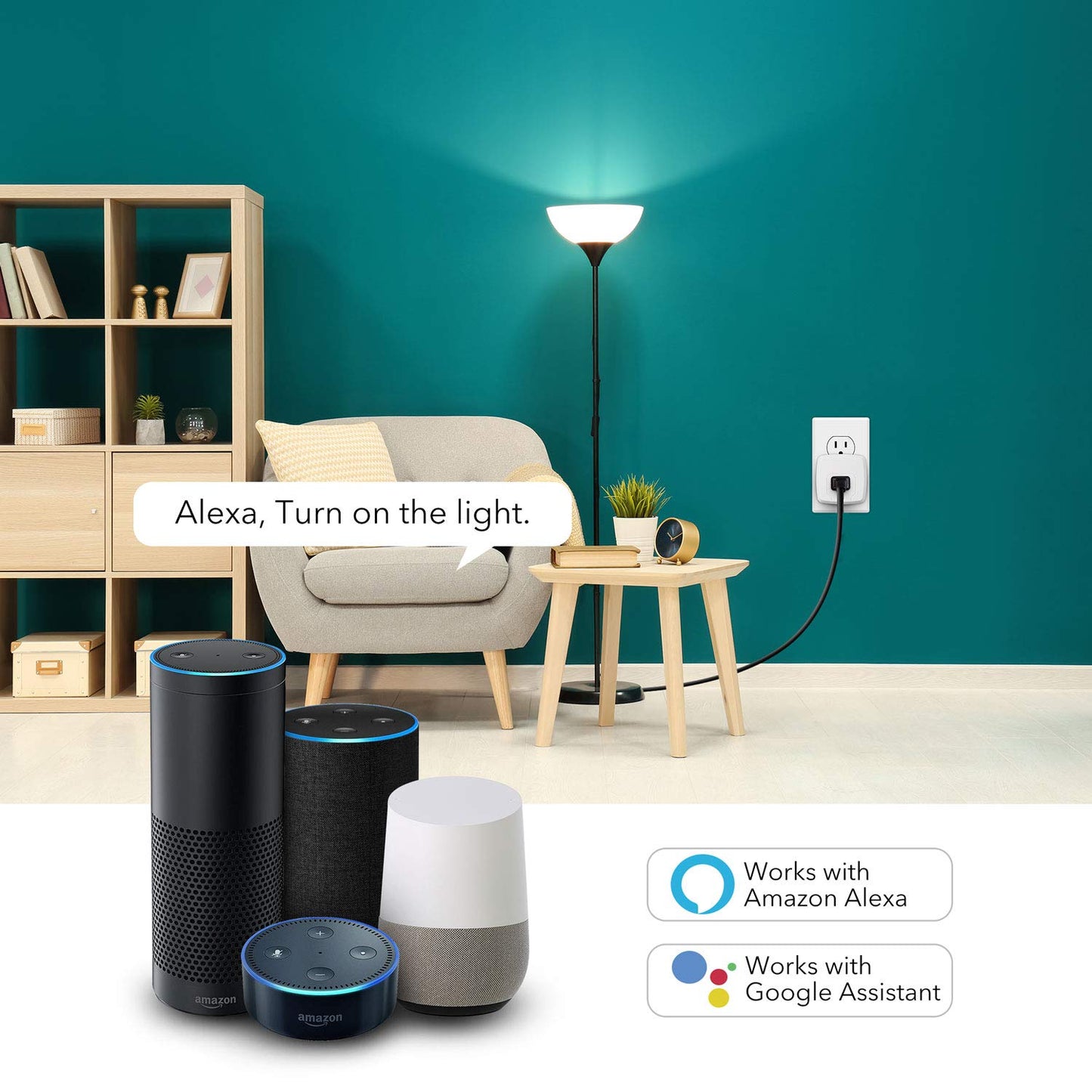 HBN Smart Plug Mini 15A, WiFi Smart Outlet Works with Alexa, Google Home Assistant, Remote Control with Timer Function, No Hub Required, ETL Certified, 2.4G WiFi Only, 2-Pack