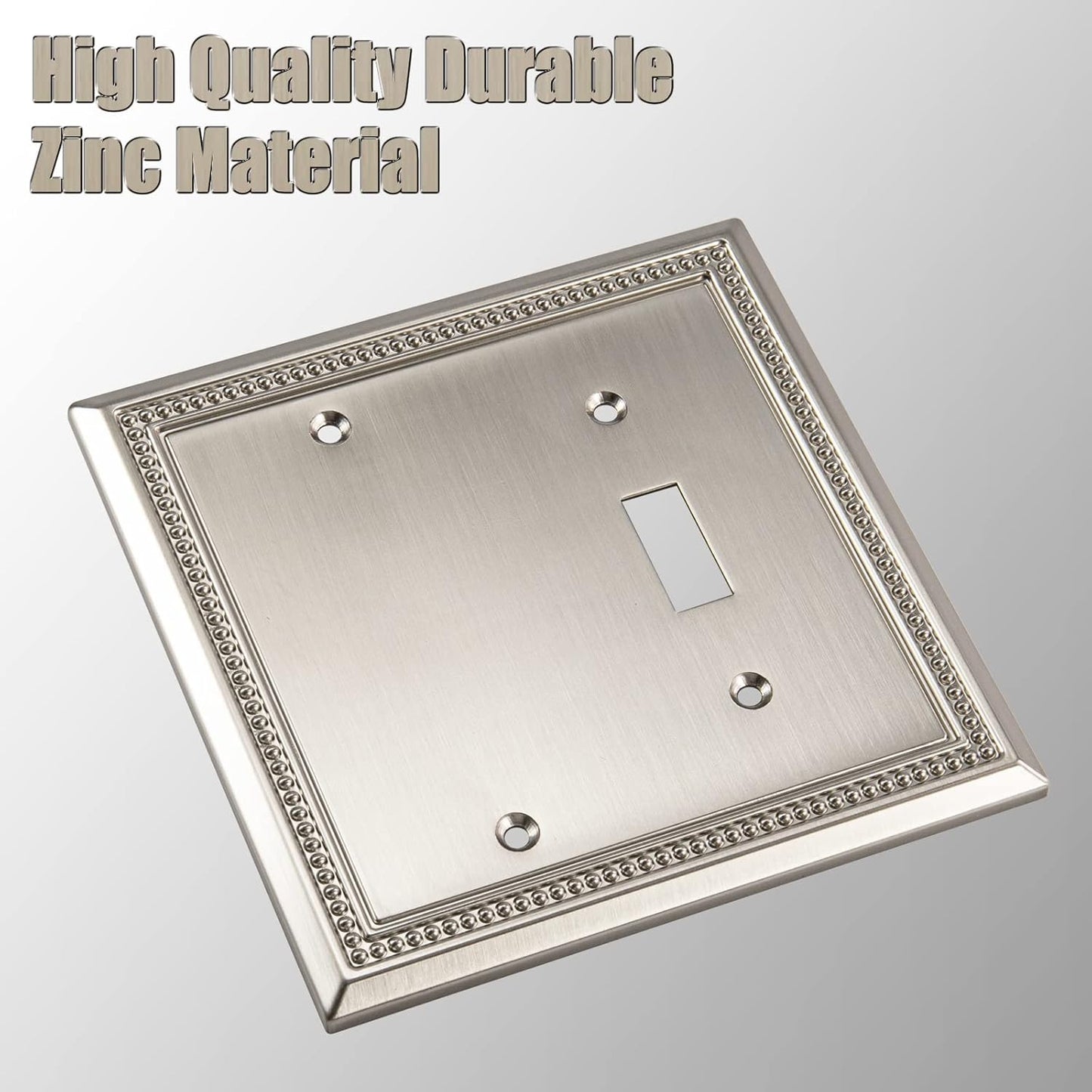 Henne Bery Sunken Pearls Heavy Duty Decorative Wall Plate Switch Plate Outlet Cover (Blank/Toggle, Satin Nickel)