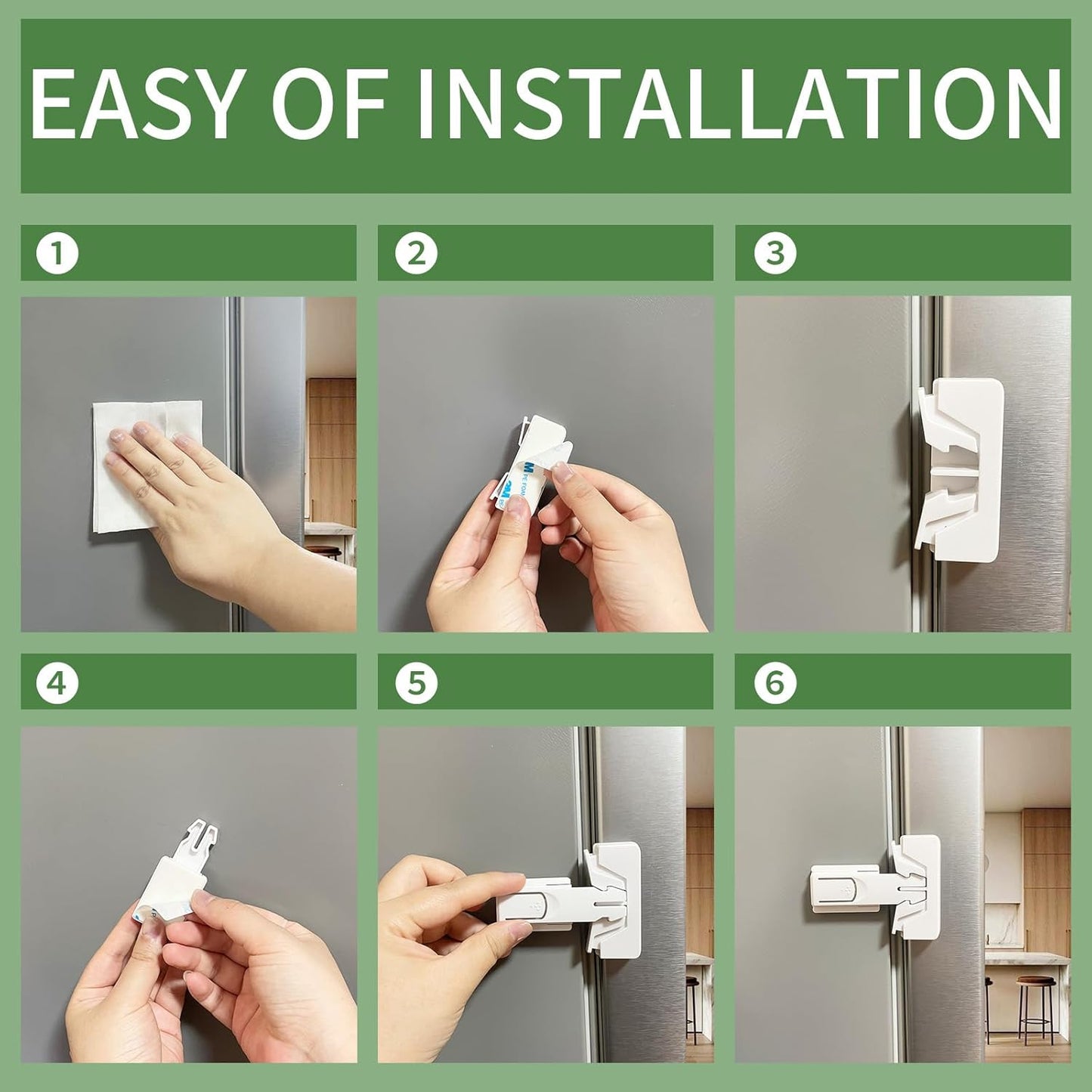 Child Proof Refrigerator Door Lock, Baby Safety Fridge Door Latches, One Handed Operation, No Tools Need or Drill (White2)
