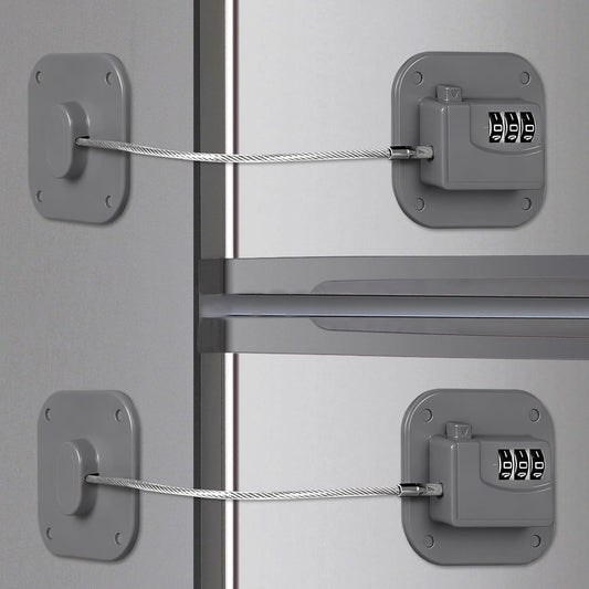 Refrigerator Lock, Combination Lock for Refrigerator Cabinets, Drawers, Heavy Duty Fridge Lock, Easy Install No Keys Needed (Gray-2Pack)