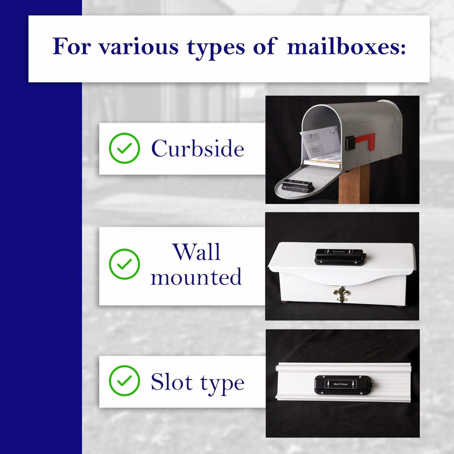 Mail Chime Mailbox Alarm for Delivered Mail Notification System, Smart Mailbox Sensor Alert Wireless Transmitter & Receiver, Up to 350 Feet, Easy to Install, Battery-Operated, 1 Set
