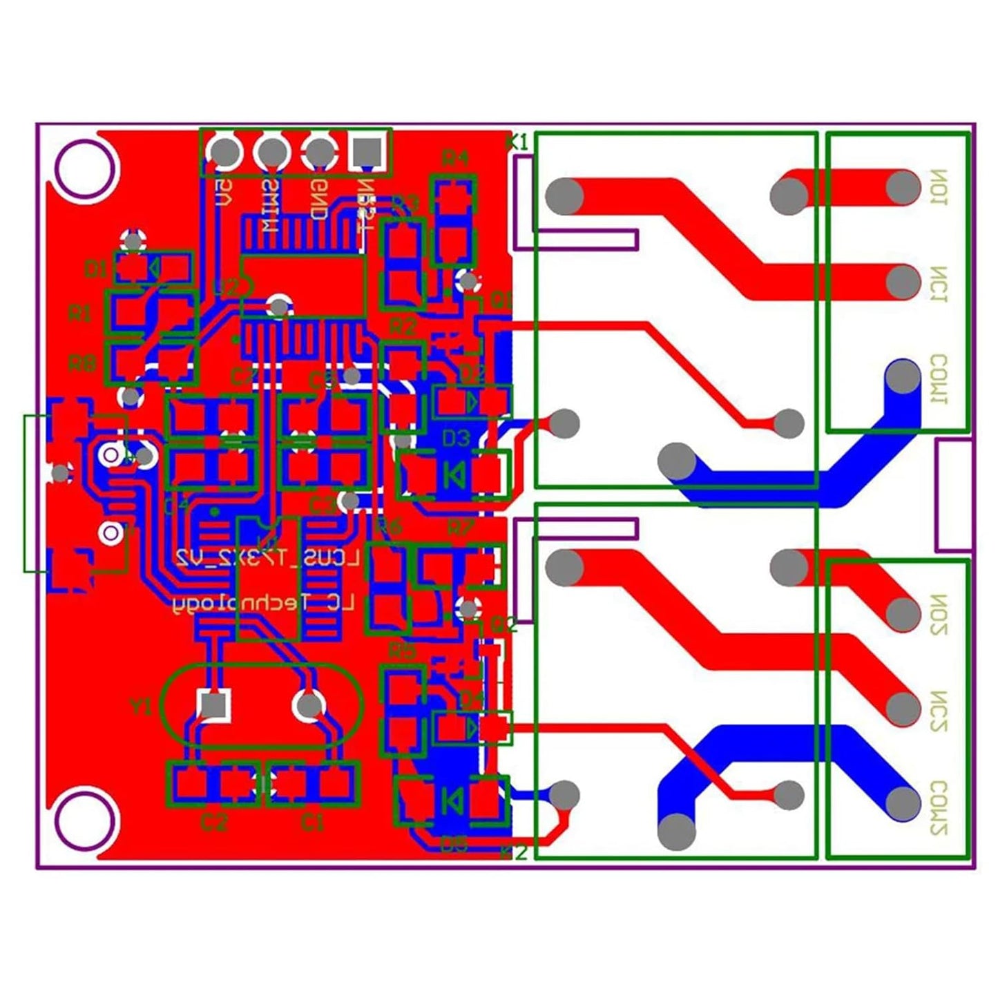 LCUS-2 USB Relay Module 2 Channel with Overcurrent Protection for Home Automation, Serial Control, Intelligent USB Switch