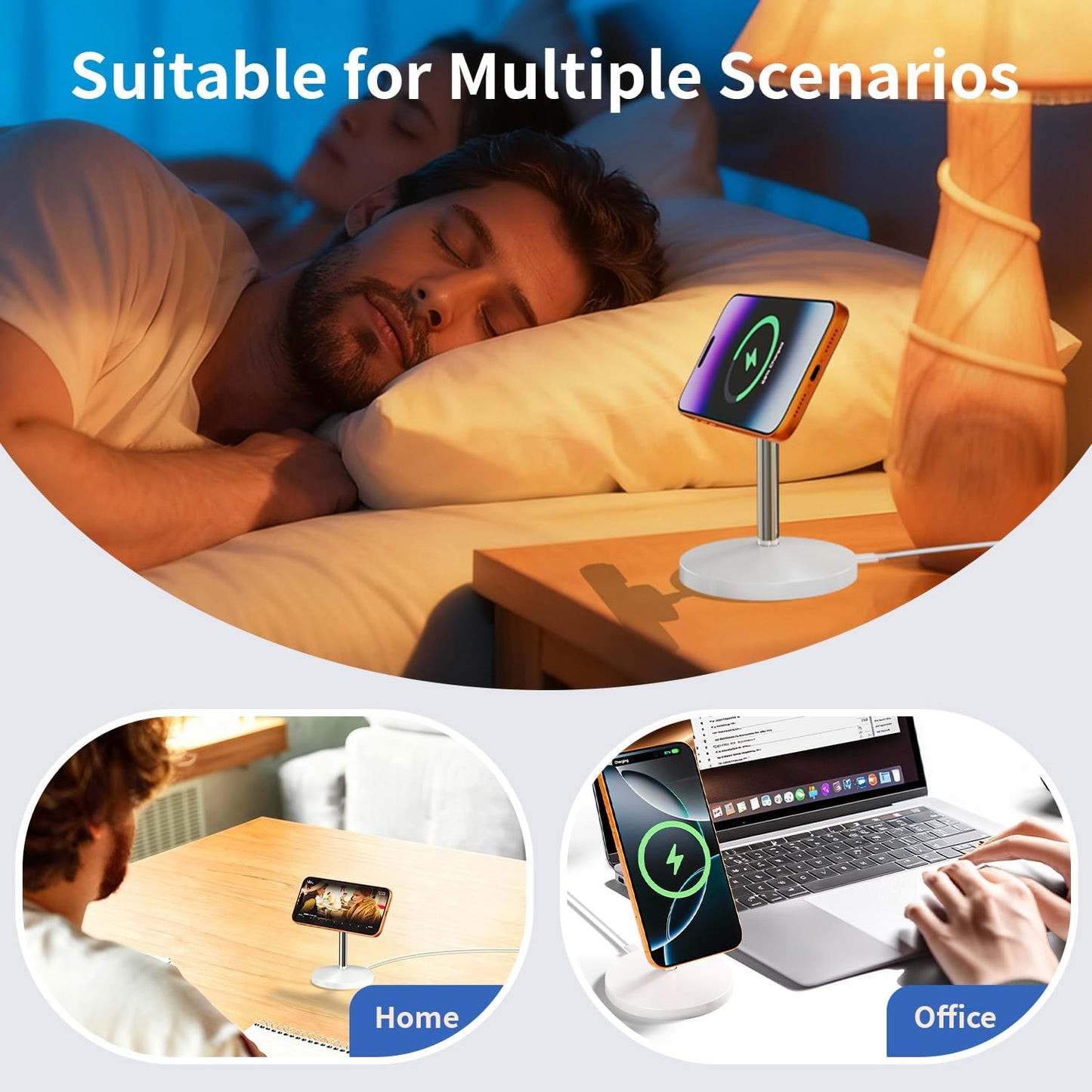 Magnetic Wireless Charger iPhone Stand,Qi2.2-Certified 25W Mag-Safe Charger Fast Charging Stand 35W USB C Adapter 6FT Cable Wireless Fast Charge Station for iPhone 17 Pro Max/17/16/15/14/13/12,AirPods