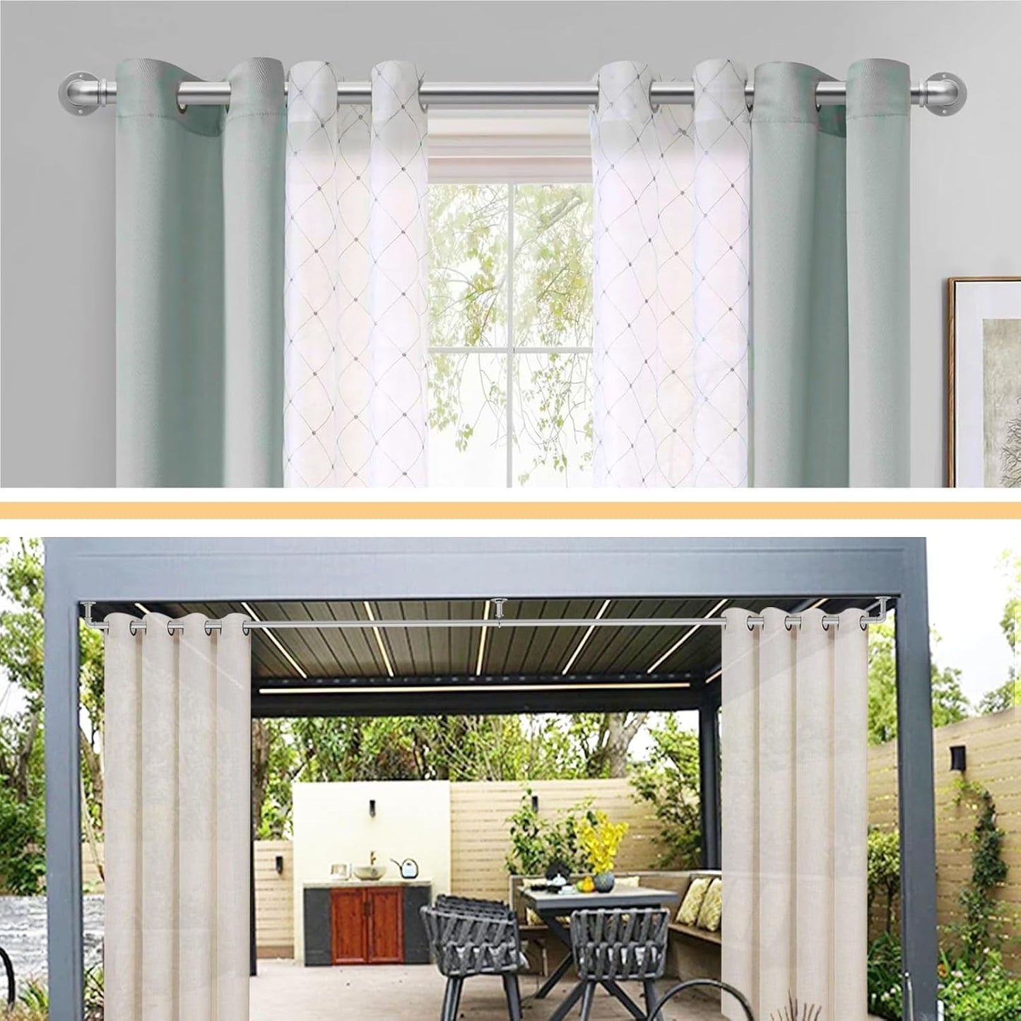 Silver Curtain Rods 18 to 45 in,Wraparound Curtain Rods,Adjustable Length,1 in Diameter Pipe,Wall or Ceiling Mounted,for Bedroom and Living Room (Silver 18” to 45”)