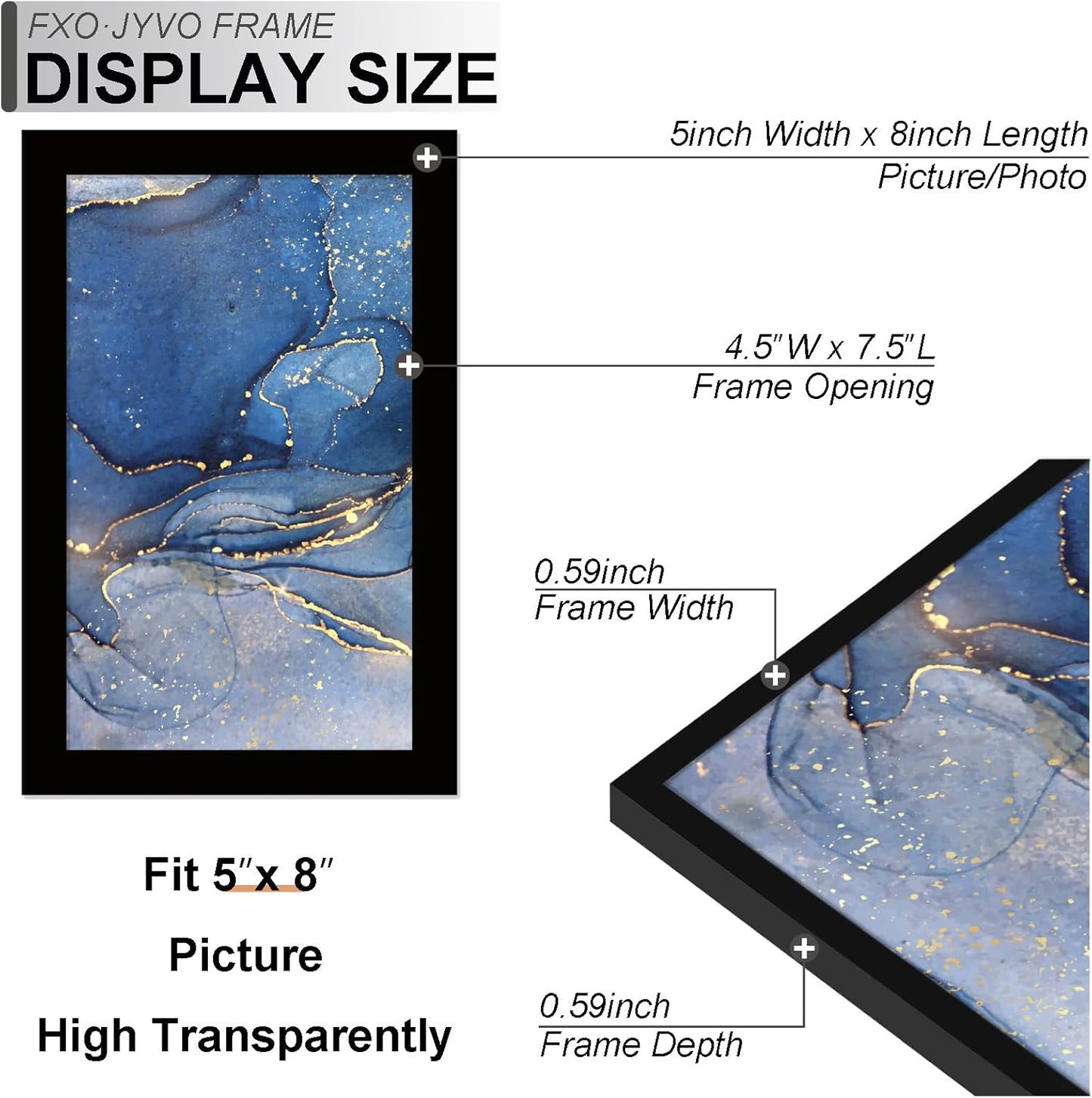 5x8 Picture Frame Set of 6, Black Frame for 5 x 8 Inch Picture Poster Photo, Light Weight and High Transparent 5 by 8 Frame for Wall - 6 Pack/Black/5"x8"