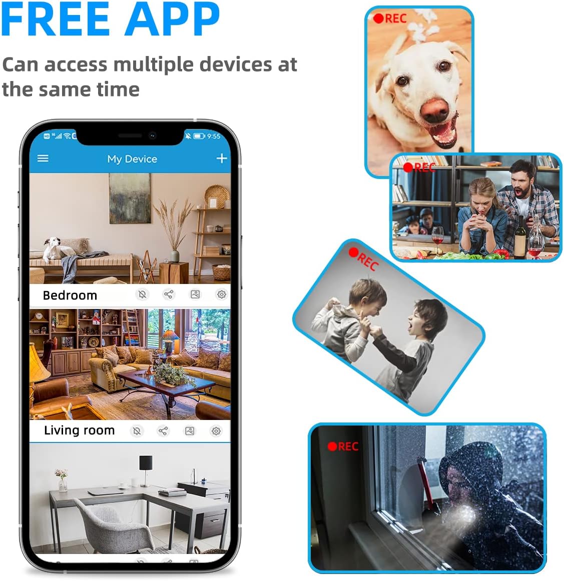 LIZVIE Phone Charger, 120° Wide-Angle View App Control/Motion Detection/Night Vision/Loop SD Storage Wireless Charging 2.4G WiFi Nanny Cam for Office Indoor Security.