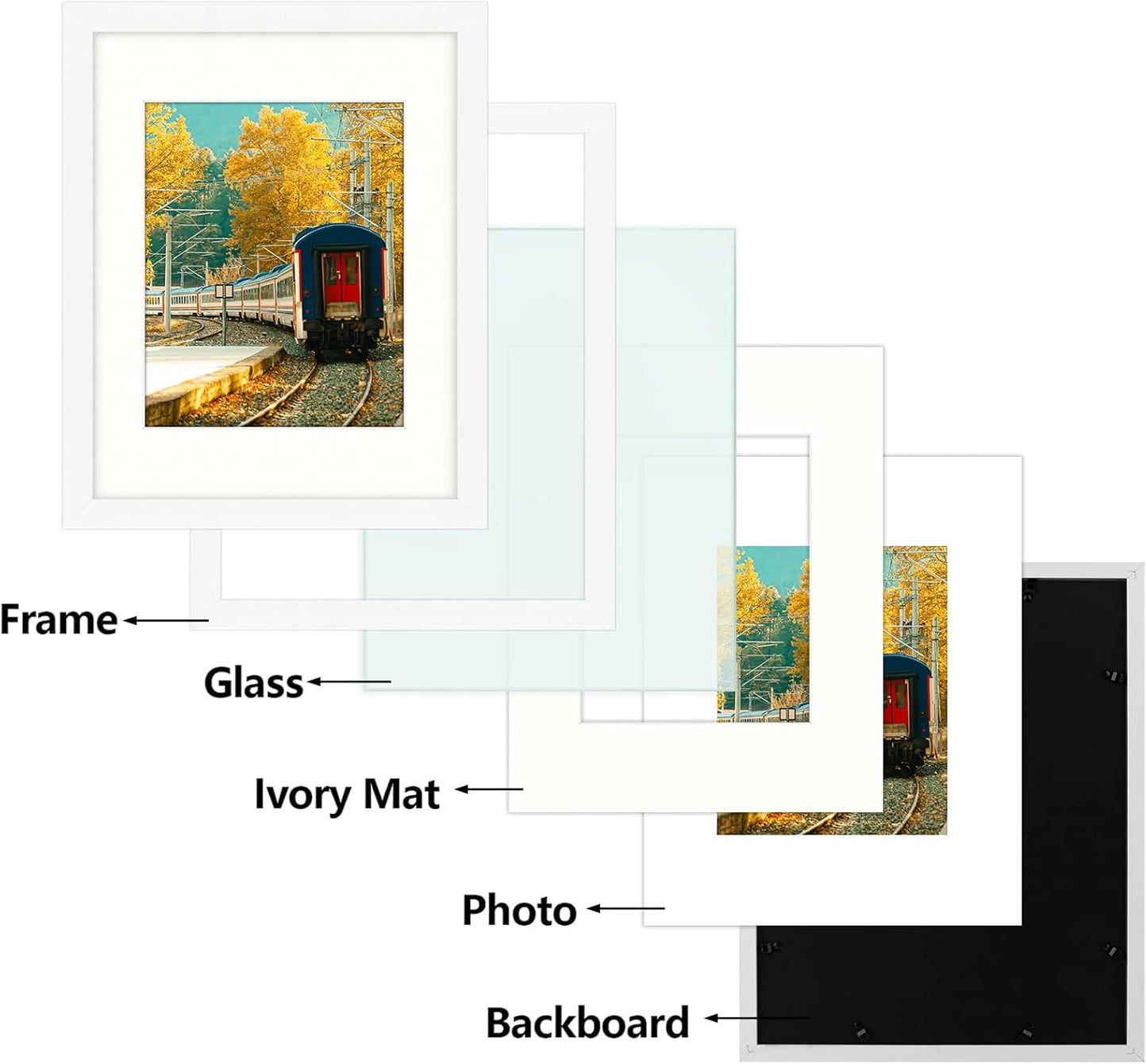 Golden State Art, 11x14 Picture Frame, Poster Frame in White, Display 8x10 with Mat or 11x14 Without Mat, 2 Pack