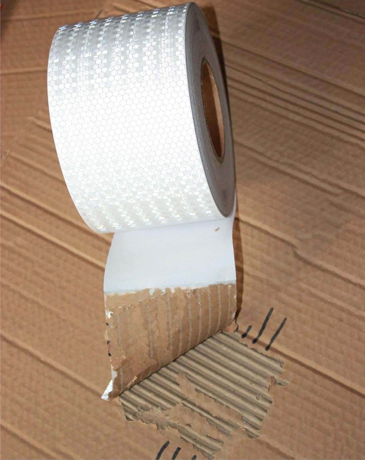 White Reflective Tape Outdoor Waterproof 3 inch Wide, High Visibility Warning Industrial Marking Tape,Safety Stickers (68 feet,5 Rolls)