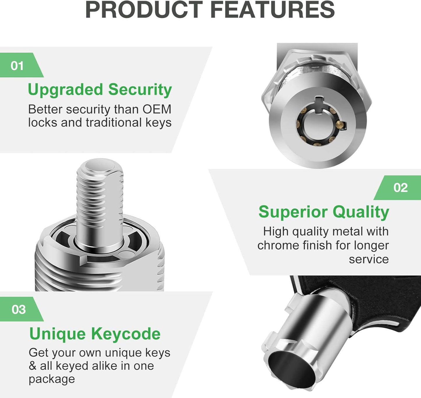 10Pack Cabinet Lock with Keys, 1-1/2" RV Storage Locks Keyed Alike, RV Locks for Storage Door, Camper Toolbox RV Cam Locks with Manual (Chrome - 10 Pack, 1-1/2 Inch)