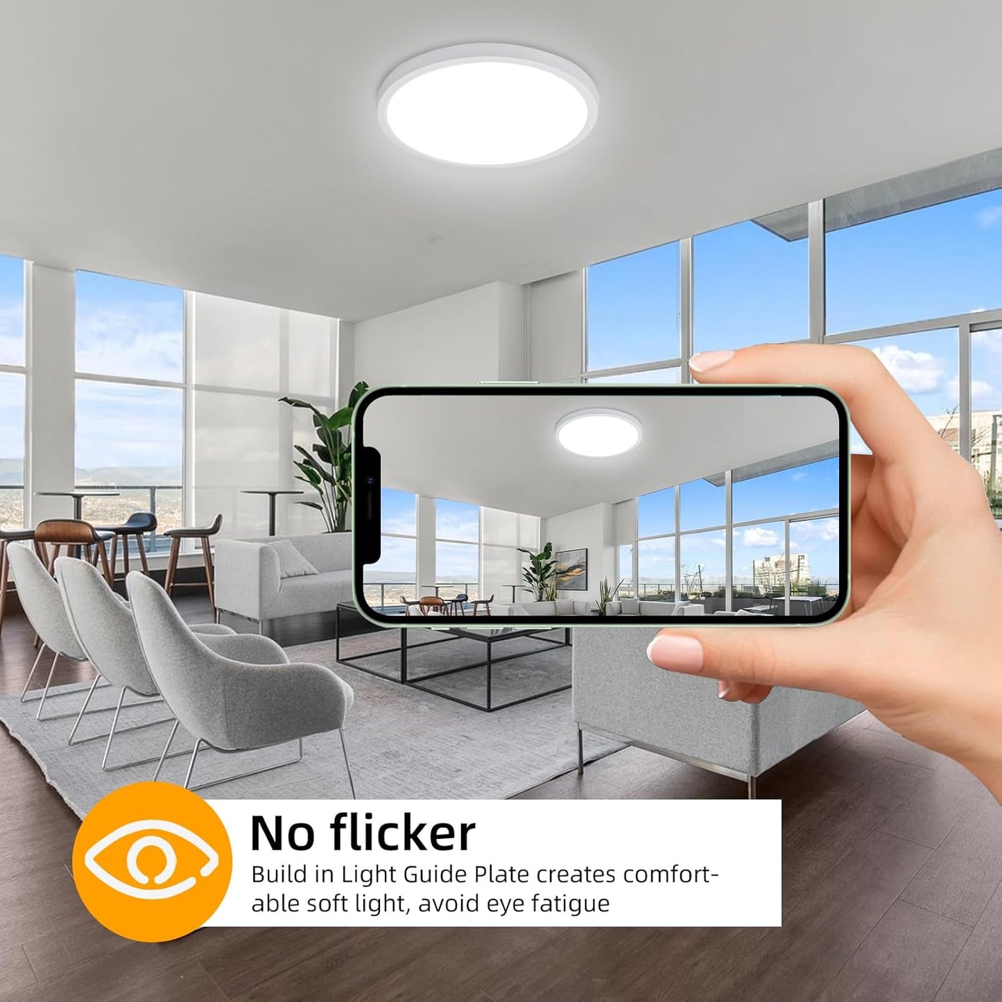 Hlite 4pack 12 inch Flush Mount LED Ceiling Light Fixture,24W 2400LM Super Slim Light Fixtures Ceiling Mount 3000K/4000K/5000K 3CCT Selectable,Light Fixtures for Kitchen,Bedroom(White)