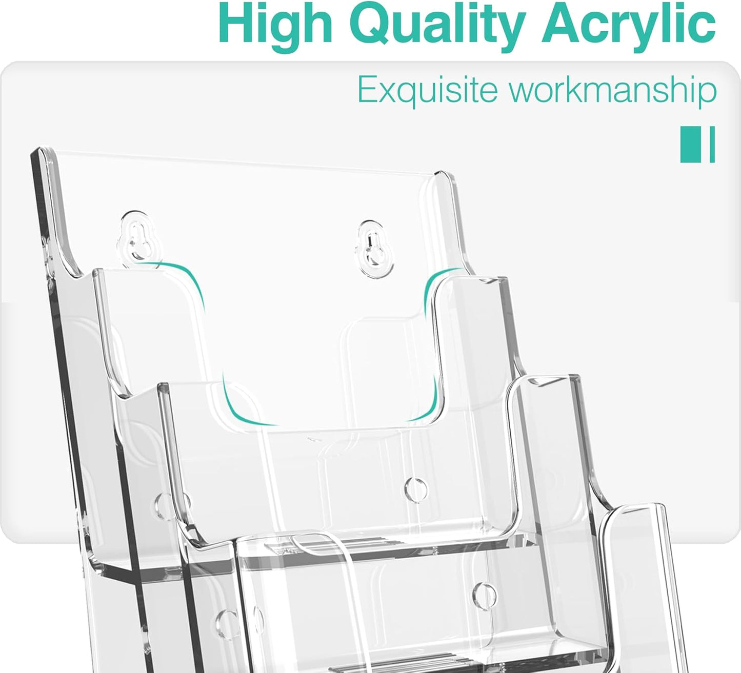 Brochure Holder 6x8 Inch 3 Tier Acrylic Literature Holders Clear Plastic Flyer Display Stand Countertop Use or Wall Mount Pamphlet Holder Organizer for Office, Lobby, Hotel, Trade Show, 1 Pack