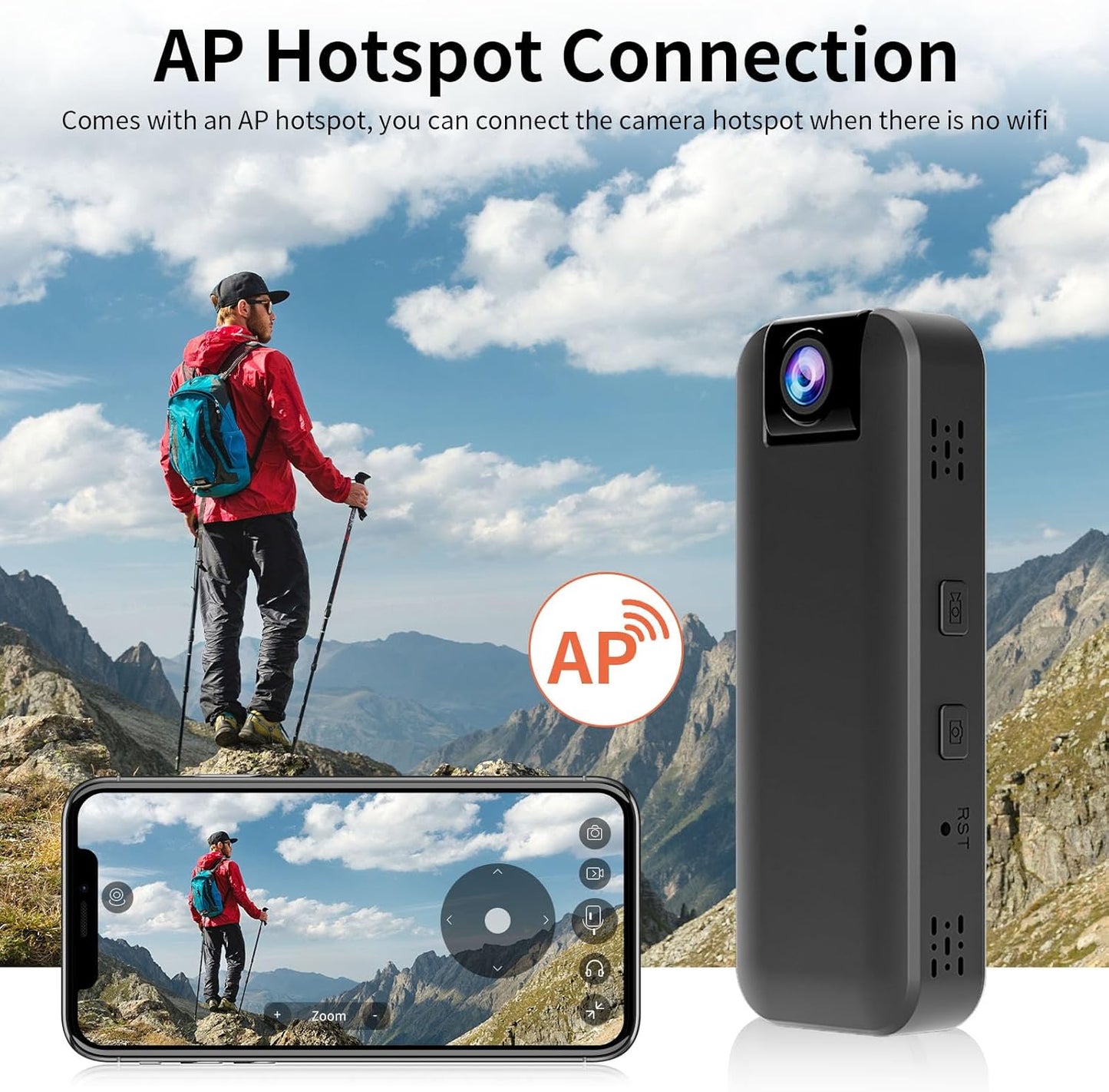 VSTARCAM 2K Mini Body Camera with Audio & Video Recording, Battery Powered POV Cam with 64G Card, Wearable Personal Portable Cameras Recorder DV, 180°Lens Rotatable with IR Night Vision for Security