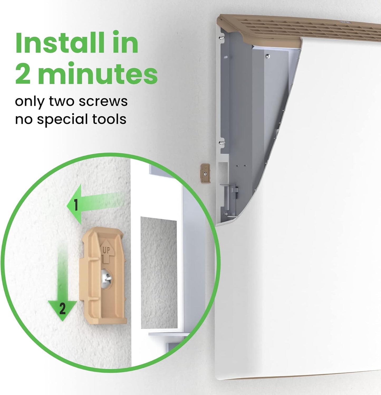 Envi Plug-in Electric Panel Wall Heaters for Indoor Use, Energy Efficient 24/7 Heating w/Safety Sensor Protection, Patented Quiet Fan-less Design, Easy 2-Min Install, Space Heater, Made in USA