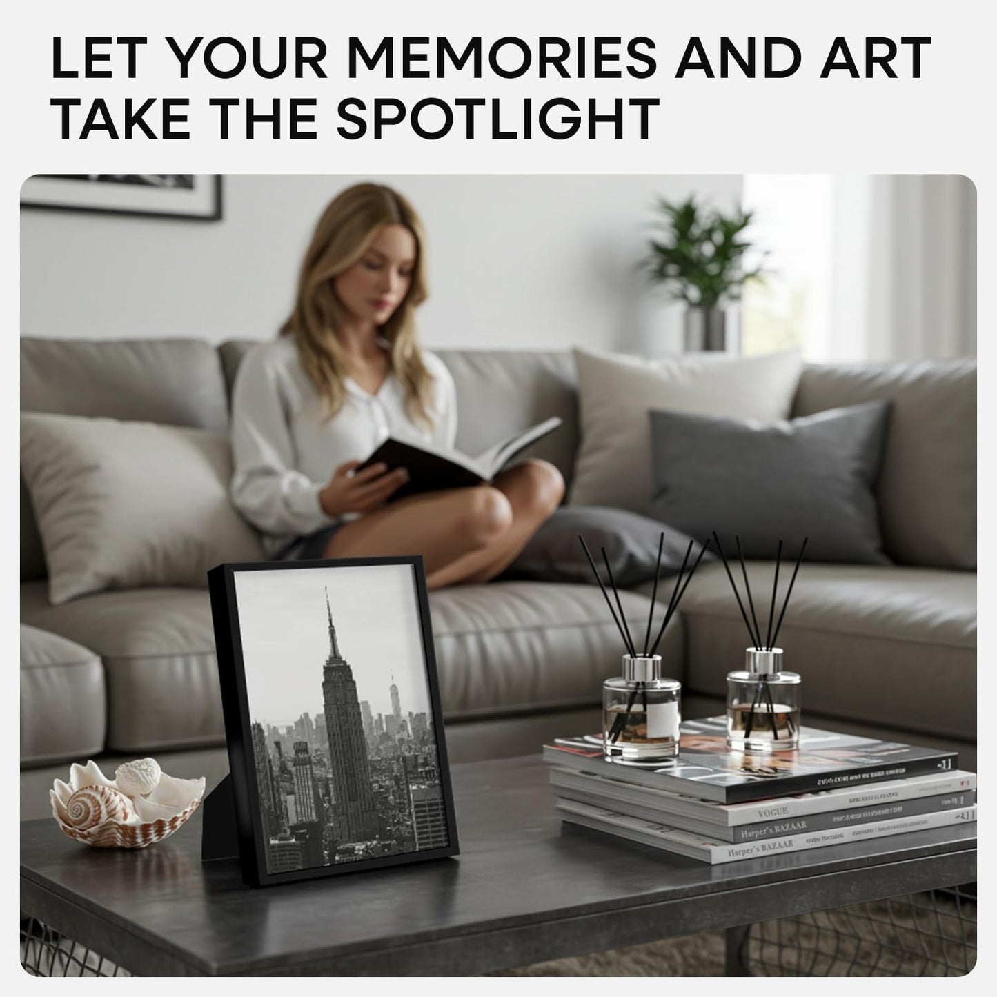 Homeforia 8x12 Picture Frame Black, High End Metal 8 x 12 Poster Frames with Mat 6 by 8 for Photo, 12x8 Frame Matted to 6x8 inch Print, 8by12 Wall or Tabletop Frame, Tempered Glass, Wall Kit, Set of 4