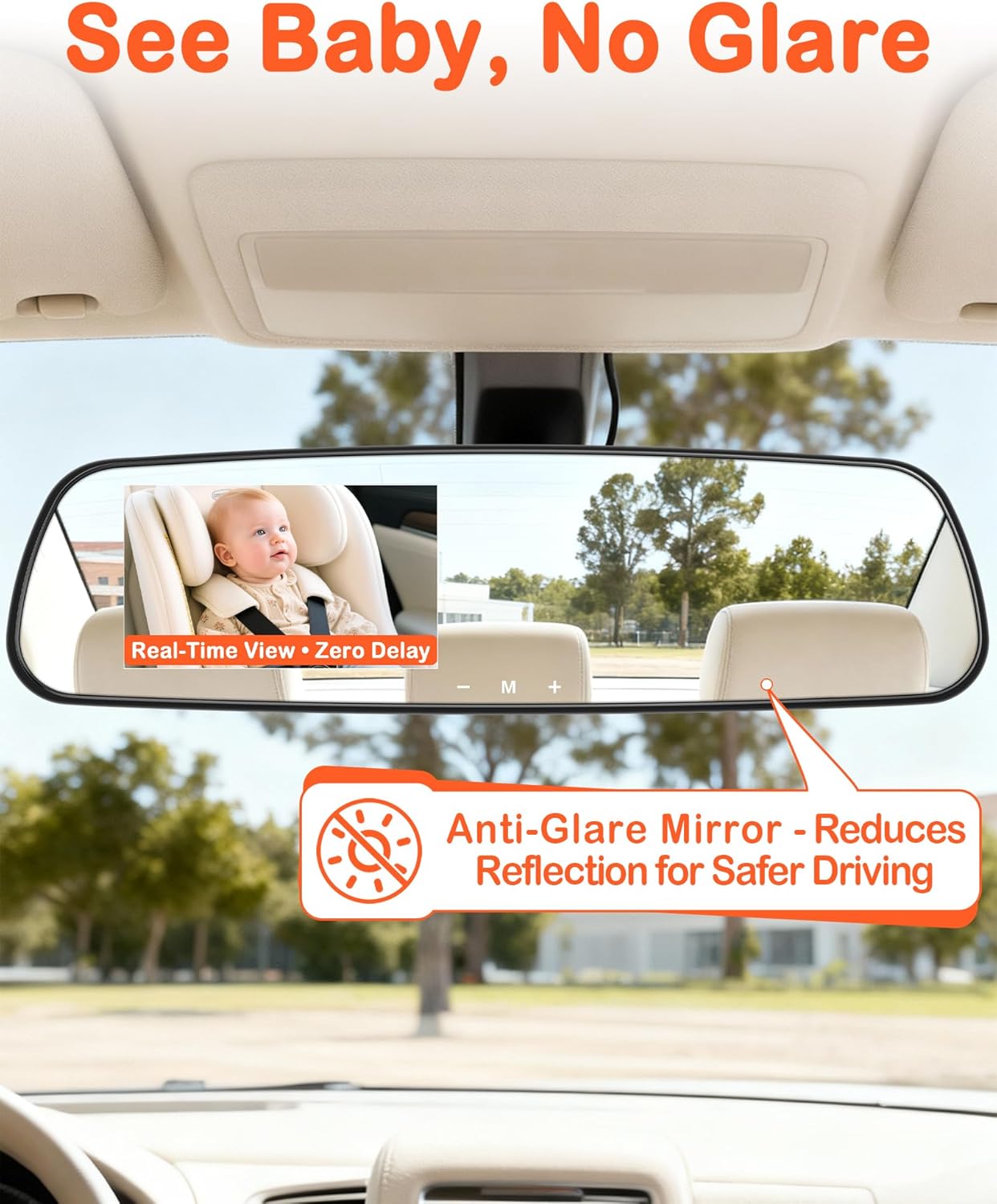 Baby Car Mirror Camera: Dash-Free 4.3-inch HD Clear Night Vision Wide Angle View for Infant Backseat Monitoring - Plug-Play No-Professional Installation for Parents Long Road Driving