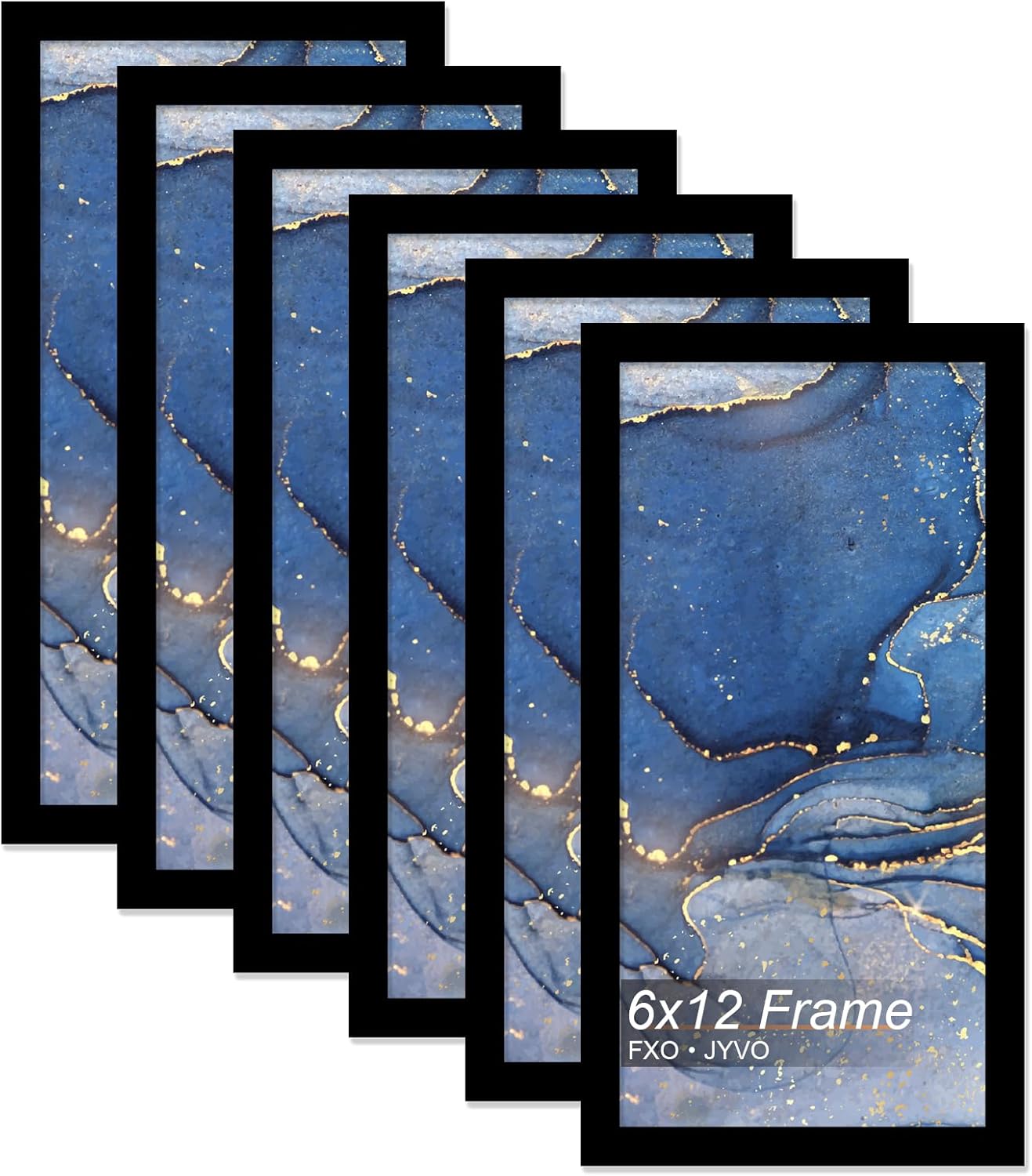 6x12 Picture Frame Set of 6, Black Frame for 6 x 12 Inch Picture Poster Photo, Light Weight and High Transparent 6 by 12 Frame for Wall - 6 Pack/Black/6"x12"