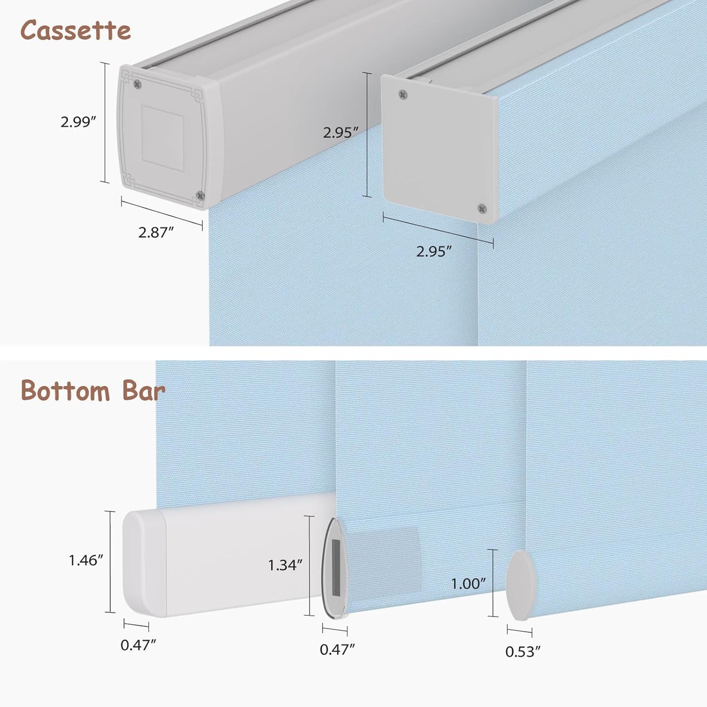Motorized Roller Blinds with Remote, 100% Blackout Automatic Roller Shades for Bedroom, Bathroom, and Living Room, Customized Size, Pale Lake Blue
