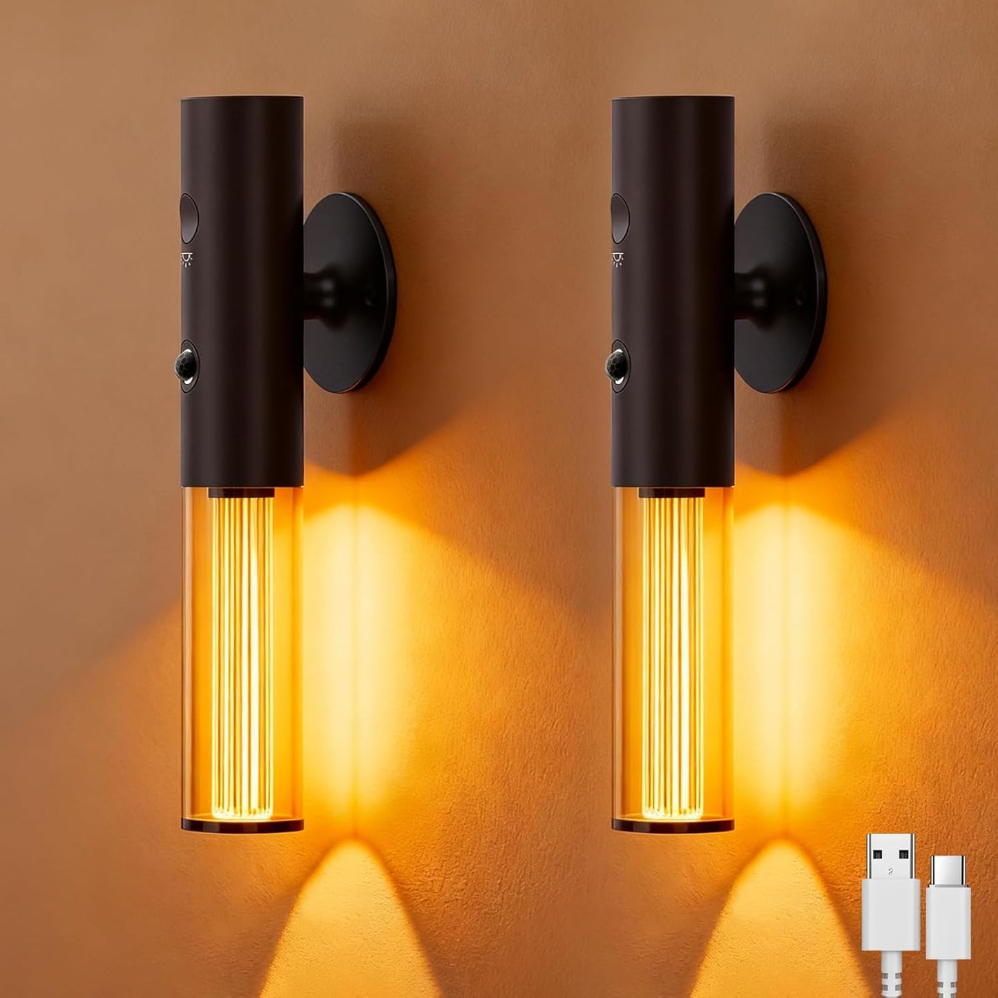 Koopala Auto-On Motion Detection Night Lamp - 3 Customizable Modes, Battery Operated LED Light for Dark Spaces (Set of 2)