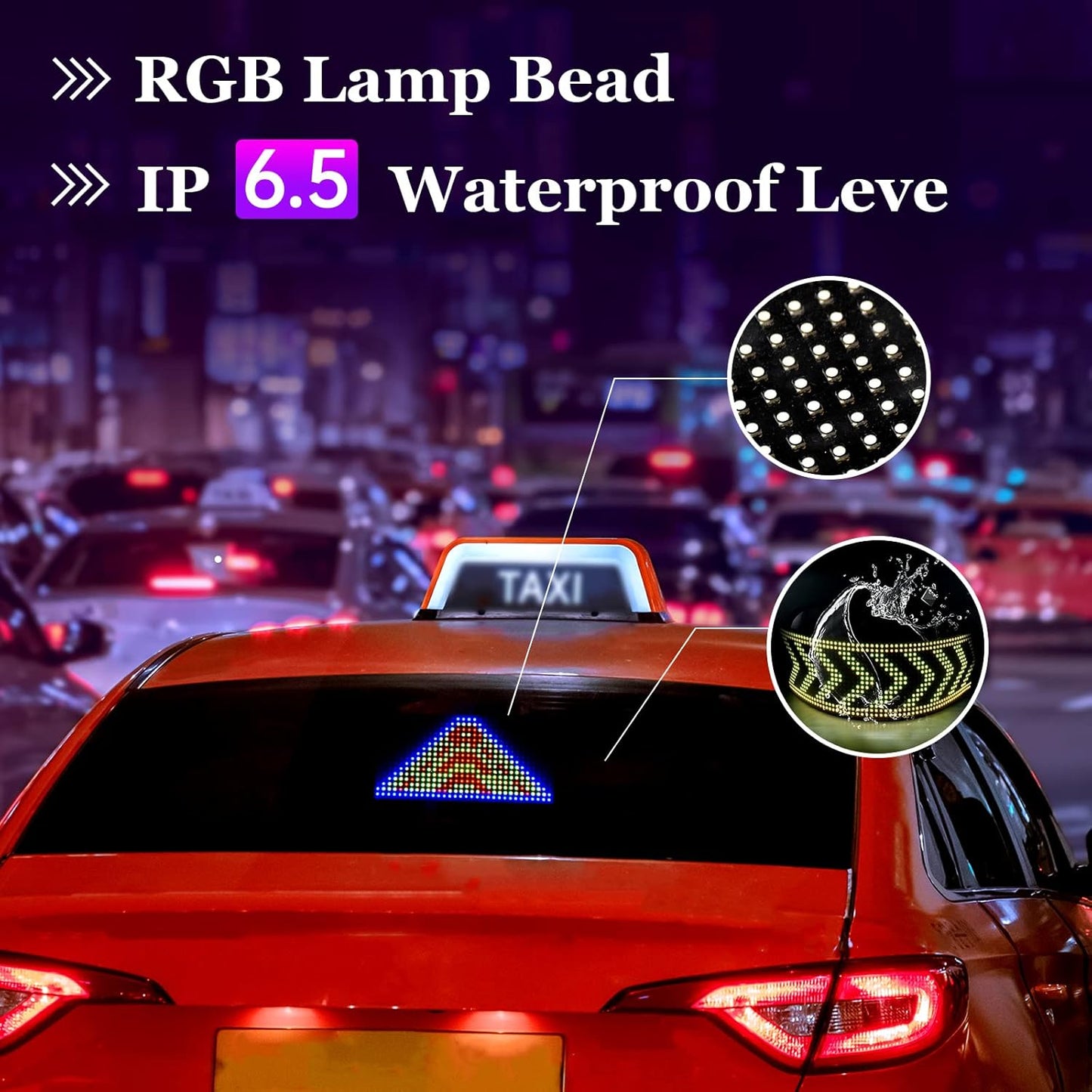 GOTUS LED Sign for Car,Scrolling LED Sign,Flexible, Bluetooth APP,DIY Design Animations,Text, Graffiti (3"x 7")