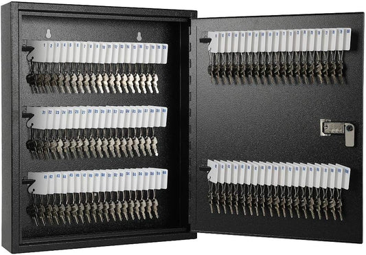 KYODOLED 100Keys Key Cabinet Organizer, Key Lock Box Wall Mount with Code, Large Keys Storage Combination Lock Box for Home, Office, Business Management,17"x 12.99" x 3.26" (Black,100 Key)