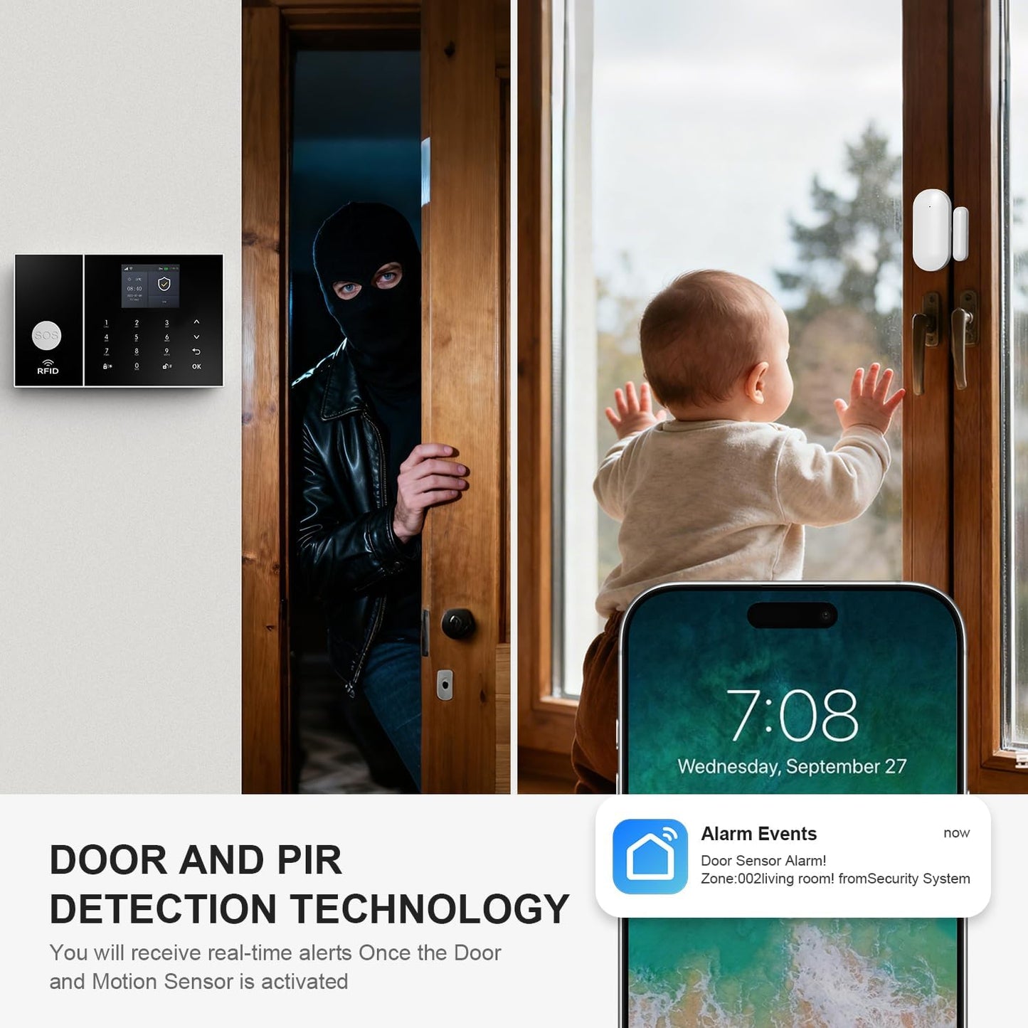 LWOHSI Alarm System for Home Security,WiFi+GSM 4G Wireless Alarm System with Phone APP Alert,T53W HD Security Camera,Door/Window Sensor,Remote,Work with Alexa and Google for Home,Apartment,Office