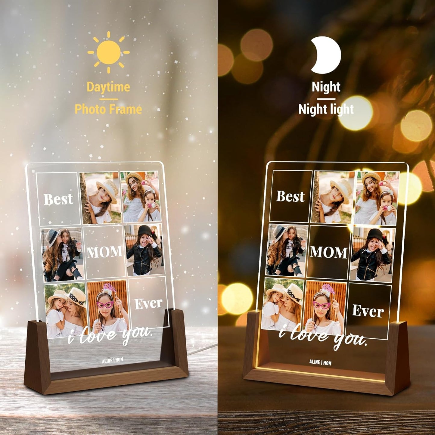 Photo Decorative Plaque Personalized Mom Gift for Mothers Day from Daughter Son Kids, Customized for Wife from Husband, Best Mom Ever