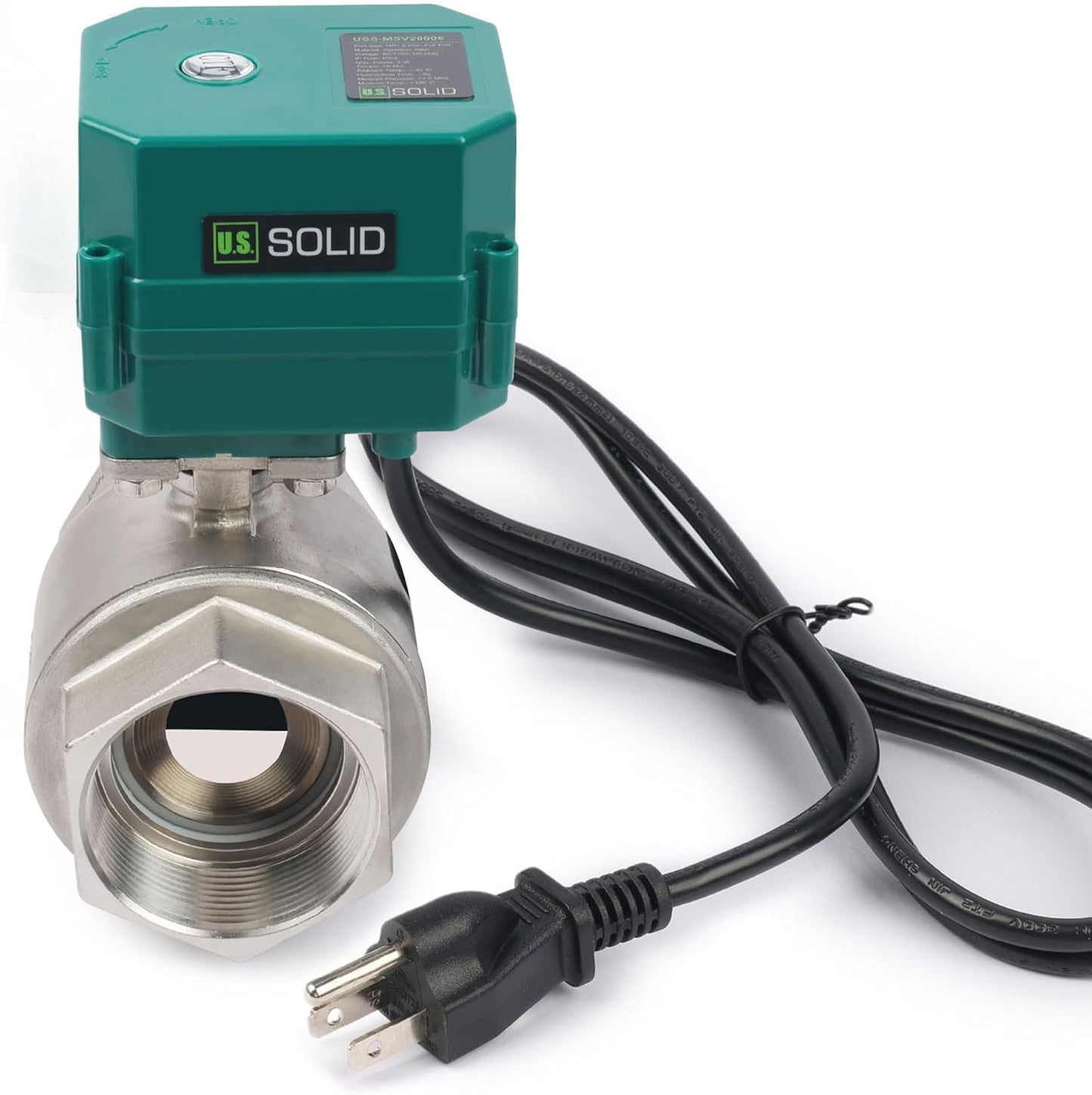U.S. Solid 2" Motorized Ball Valve with US Plug 110VAC Stainless Steel Electrical Ball Valve,Auto Return, Normally Closed, IP65(8-PACK)