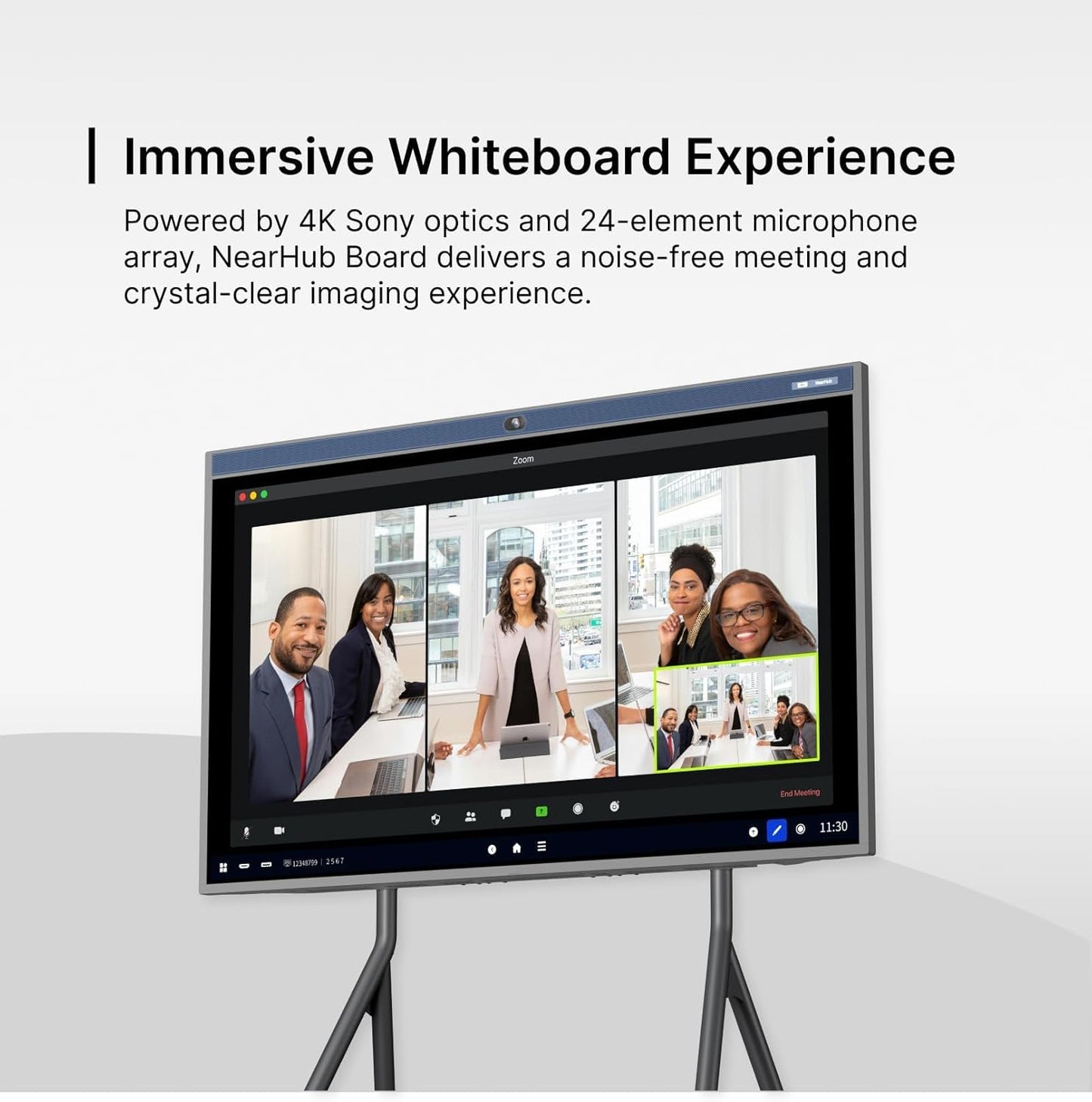 NearHub 86'' Interactive Smart Whiteboard,AI -Powered 4K Camera,MEMS 24-mic Array with Noise Reduction,All-in-One Whiteboard for Hybrid Collaboration with AndriodOS & Open App Ecosystem (Board+Stand)