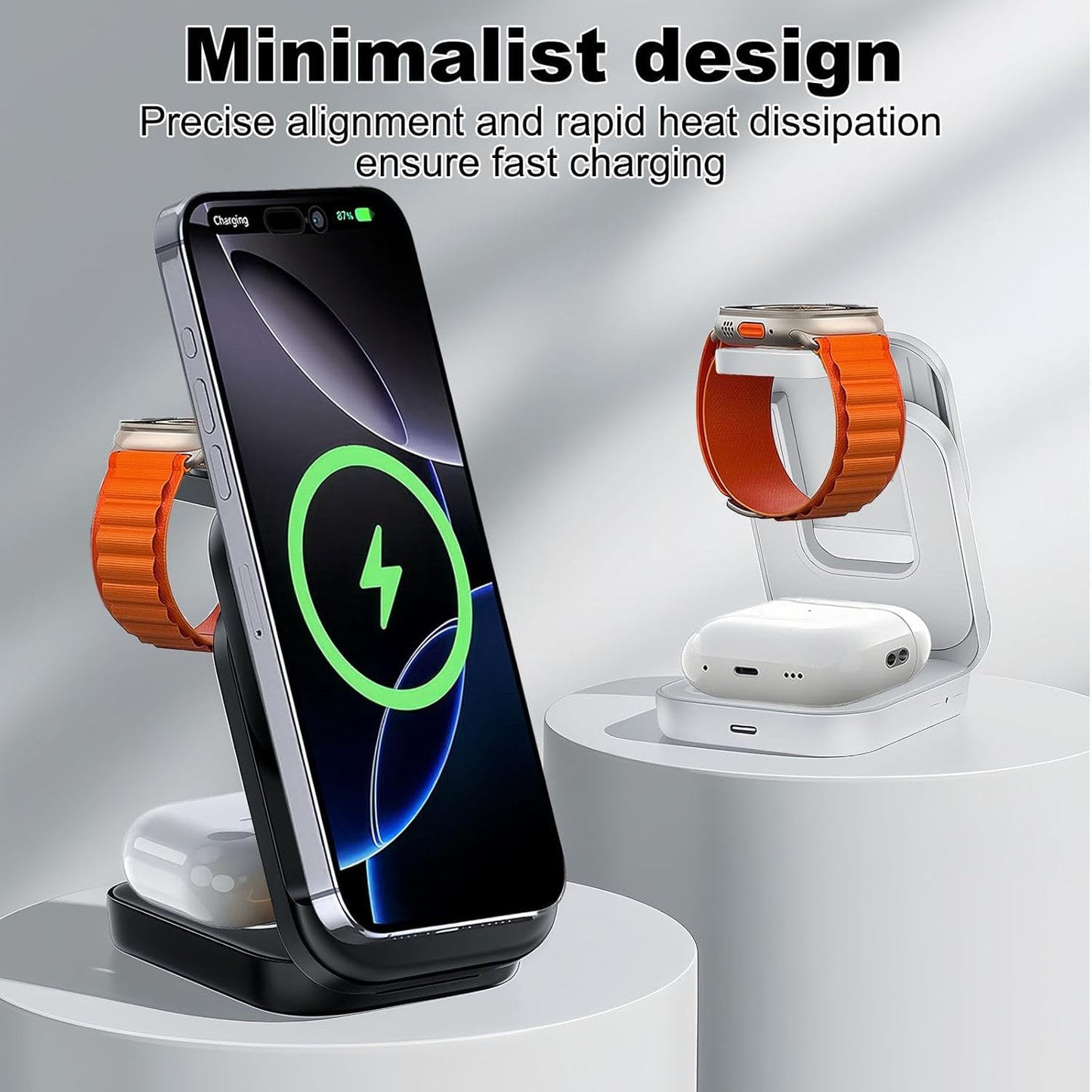 3 in 1 Charging Station for iPhone - Wireless Charger for Apple Products Multiple Devices - Charging Dock Stand for AirPods (for iPhone 17 16e 16 15 14 13 pro 12 11 X Max)