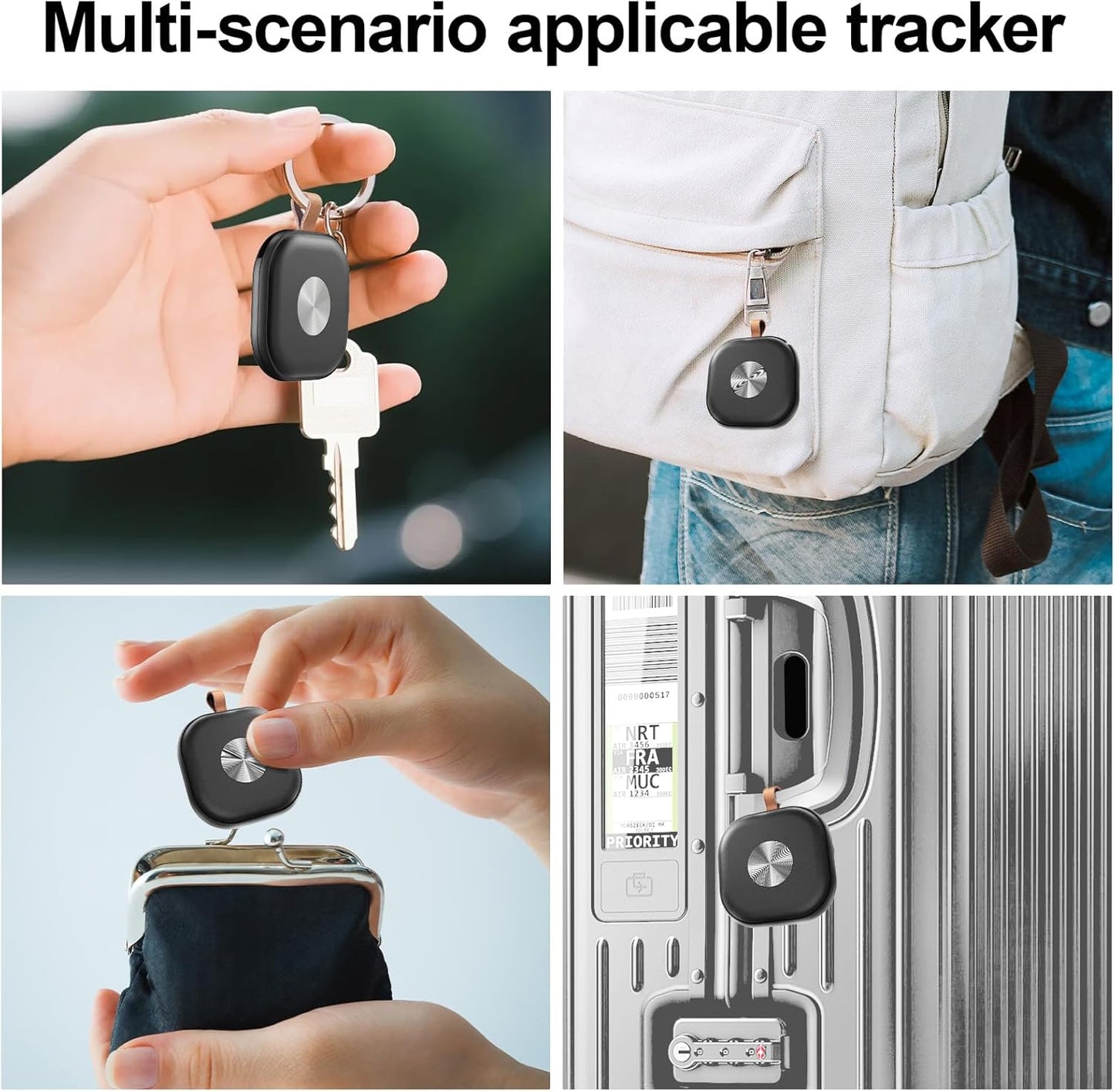 Bluetooth Tracker 2 Pack, Keys Finder and Item Locator for Keys, Bags Luggage, Suitcases and Wallet, Worldwide Tracking Tags, Works with Find My (iOS Only), White